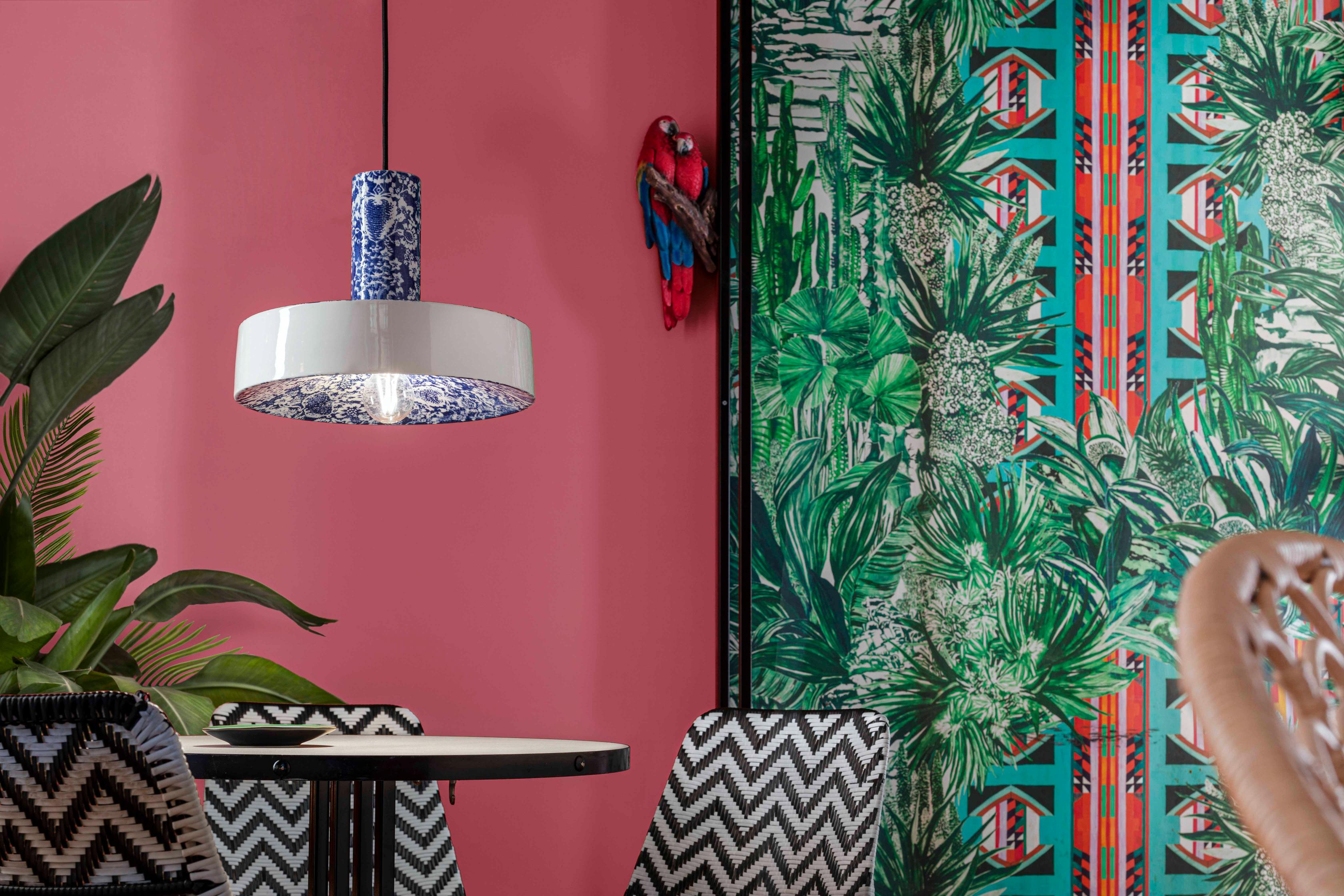 Závesná keramická lampa PI červené kvety