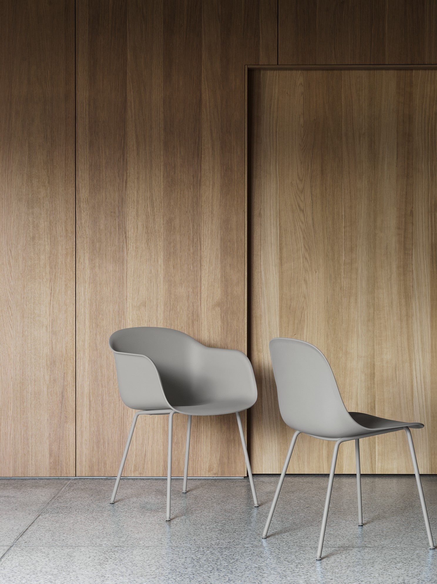FIBER Chair in Gray with Steel Base