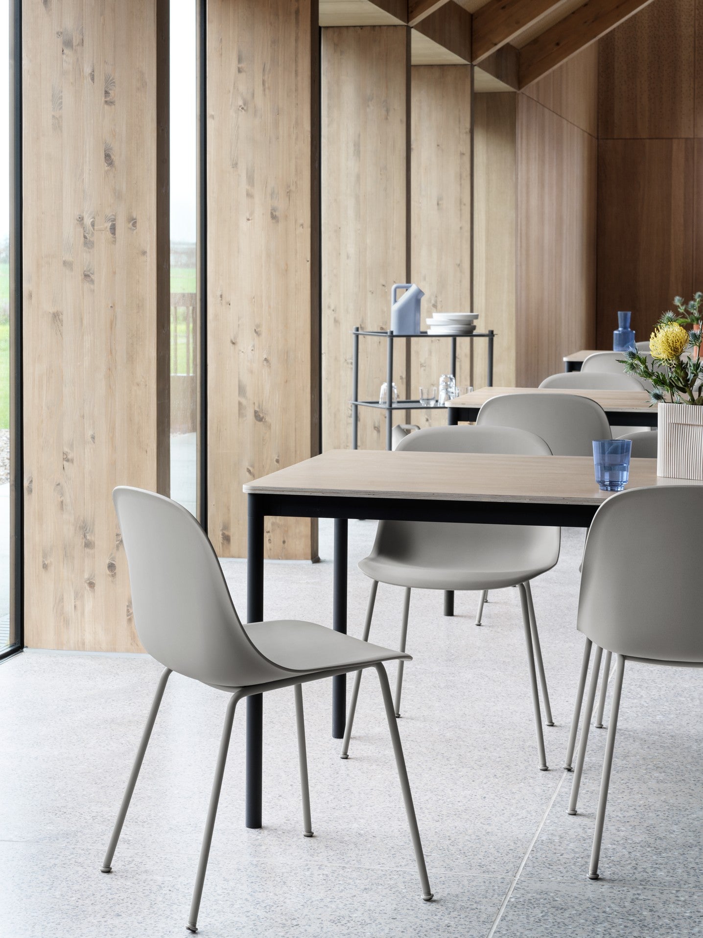 FIBER Chair in Gray with Steel Base