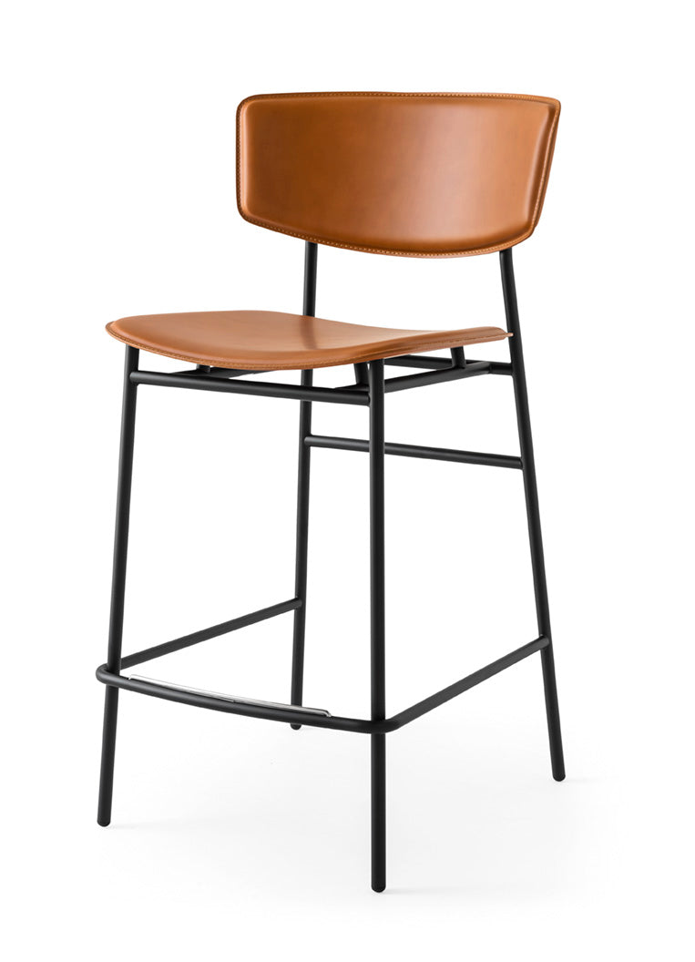FIFTIES upholstered bar stool with a black base