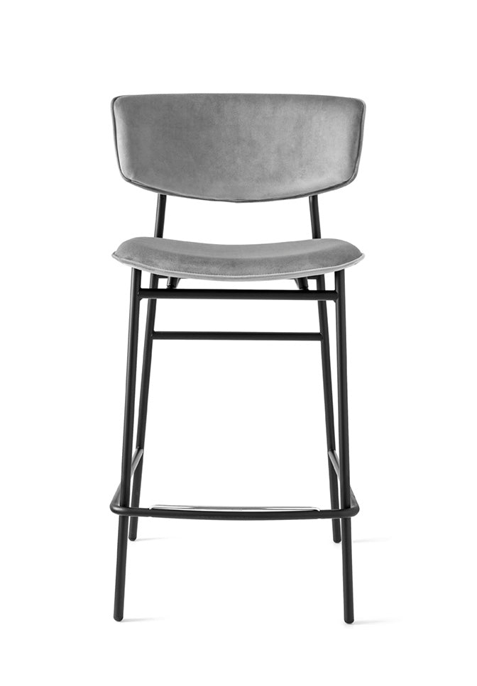FIFTIES upholstered bar stool with a black base