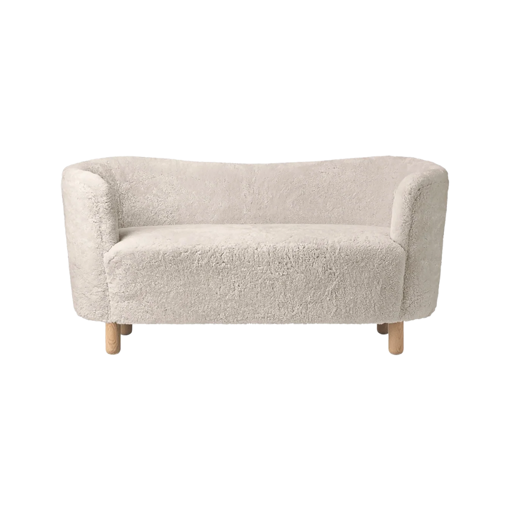 Pohovka MINGLE z ovčej kože s dubovým podstavcom