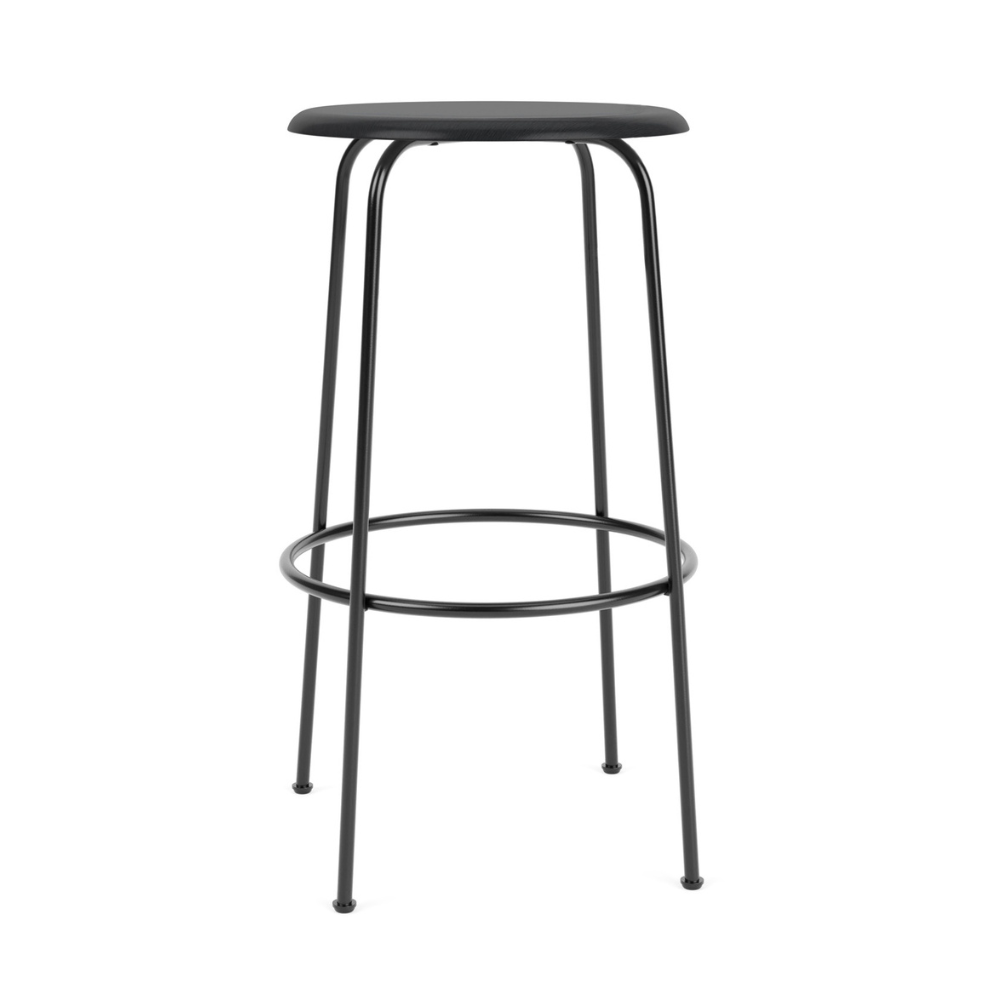 Barový stôl AFTEROOM čierny jaseňový dyha so železnou základňou