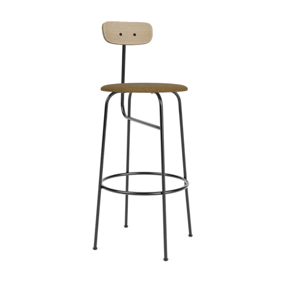 AFTEROOM stool with oak frame and upholstered mustard seat