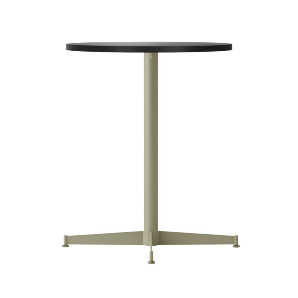 Okrúhly kávový stôl NOOK čierny dubový dyha s olivovou základňou