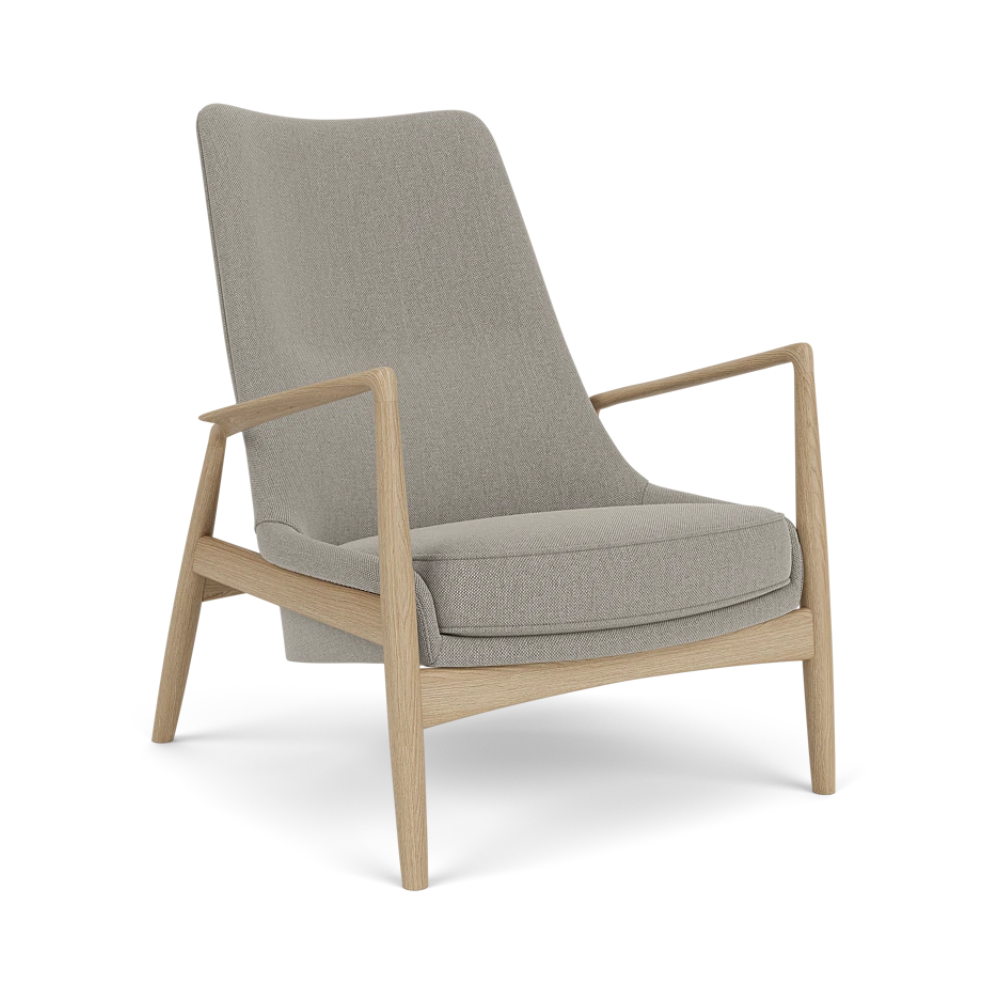 THE SEAL high-back armchair gray with oak base