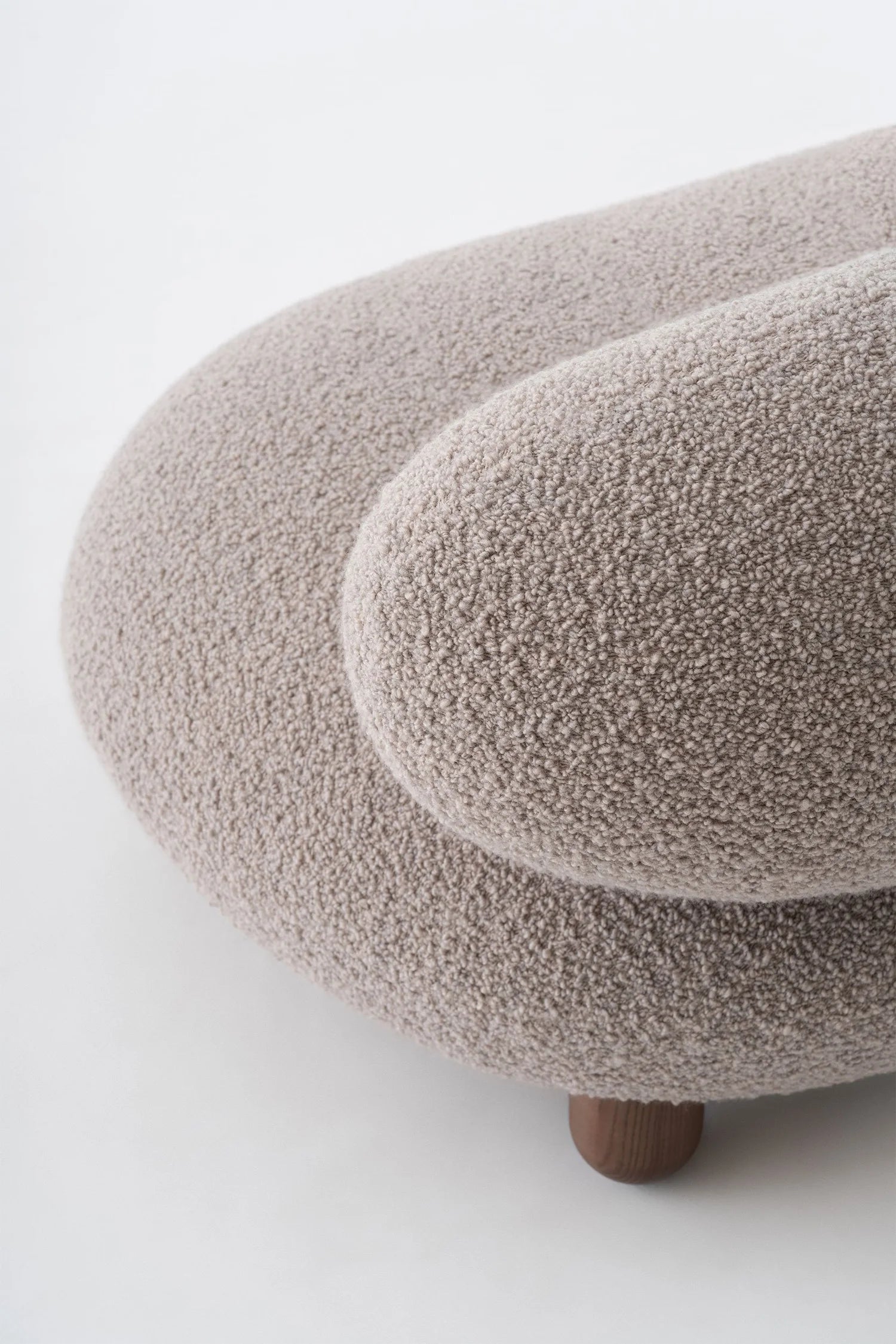 Upholstered FLOCK sofa with a wooden base