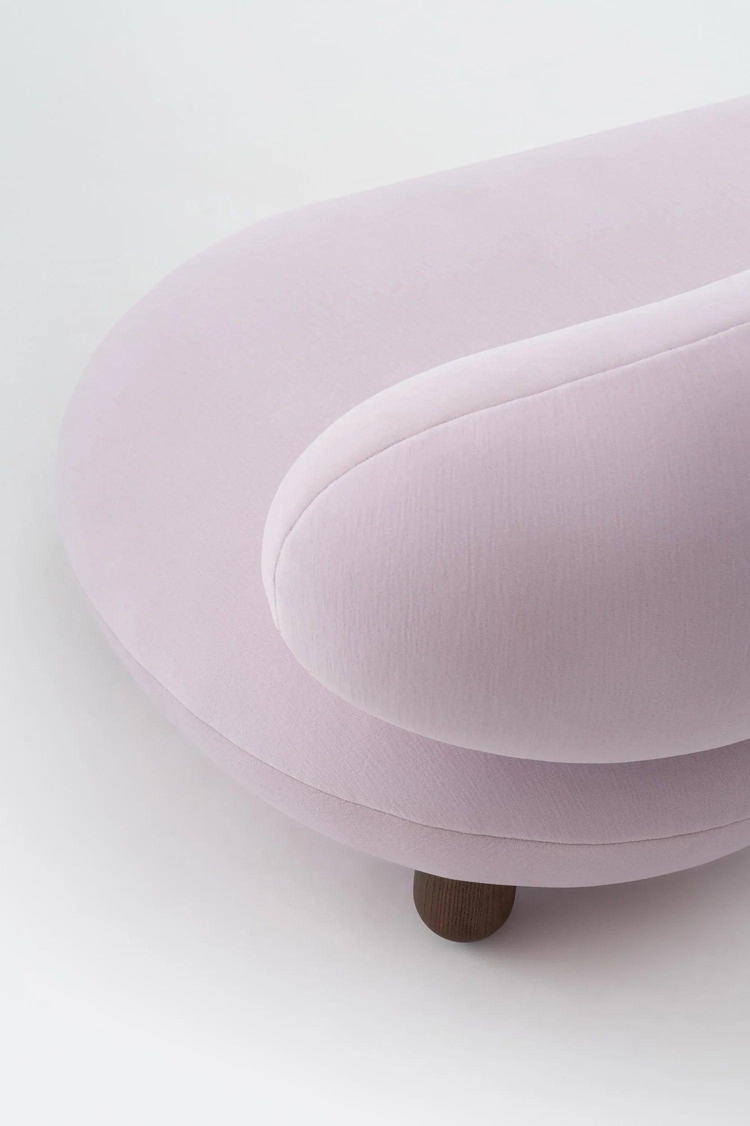 Upholstered FLOCK sofa with a wooden base