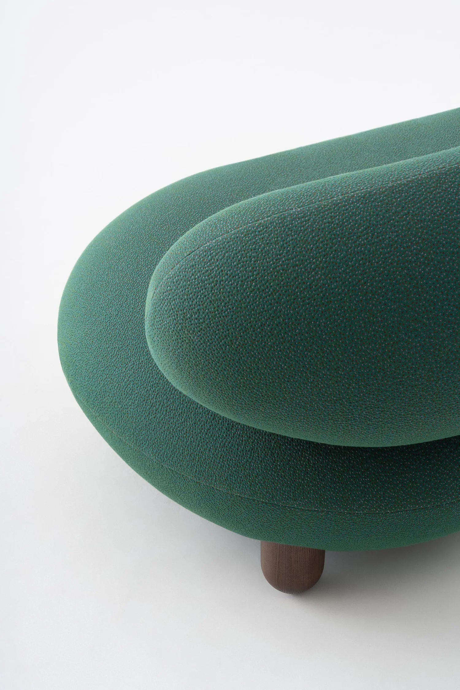 Upholstered FLOCK sofa with a wooden base