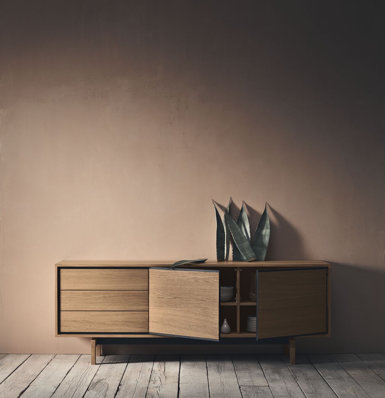 Televízna skrinka FLOOW z dubového dreva