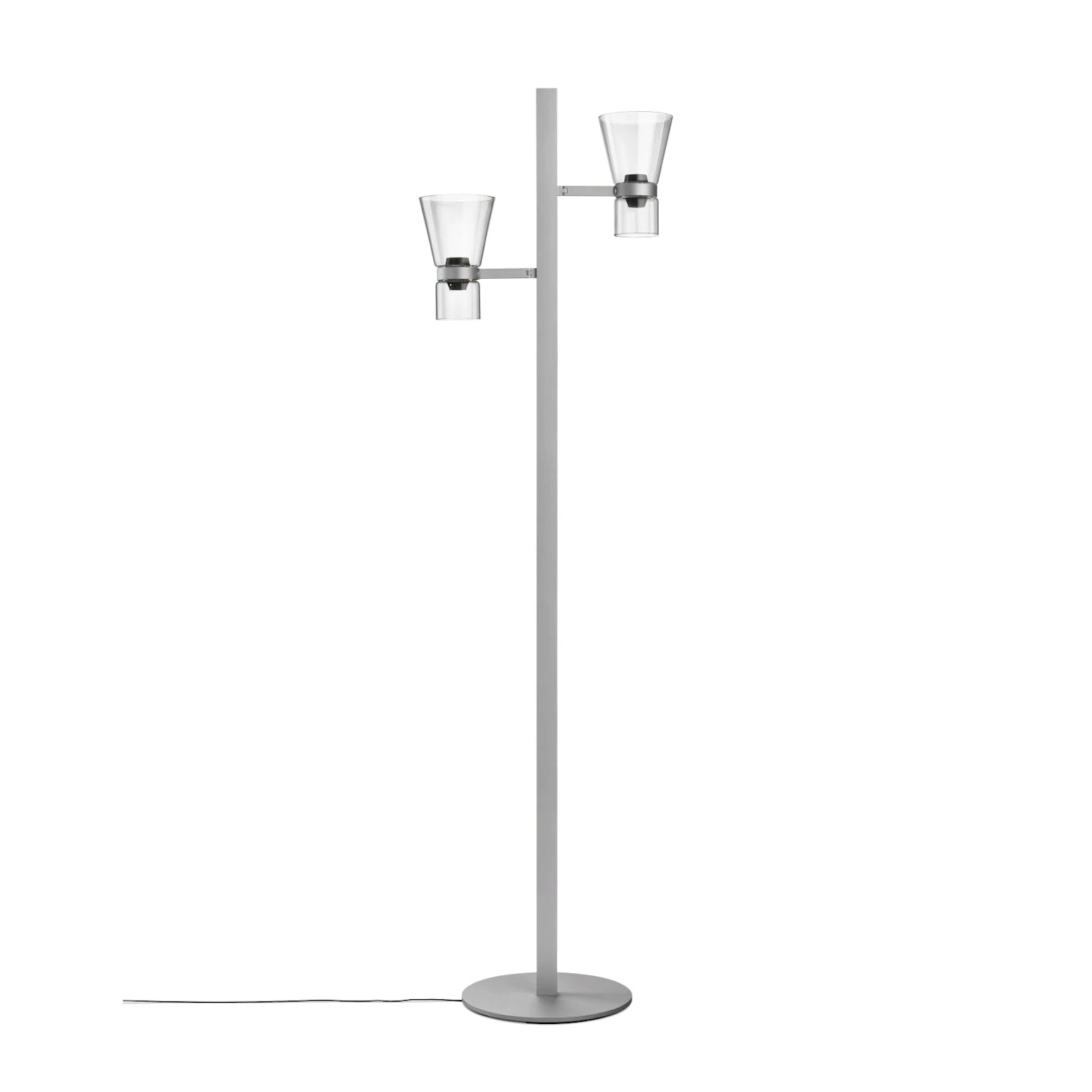 Dvojbodová podlahová lampa NOCTURNE F2 CONE strieborná