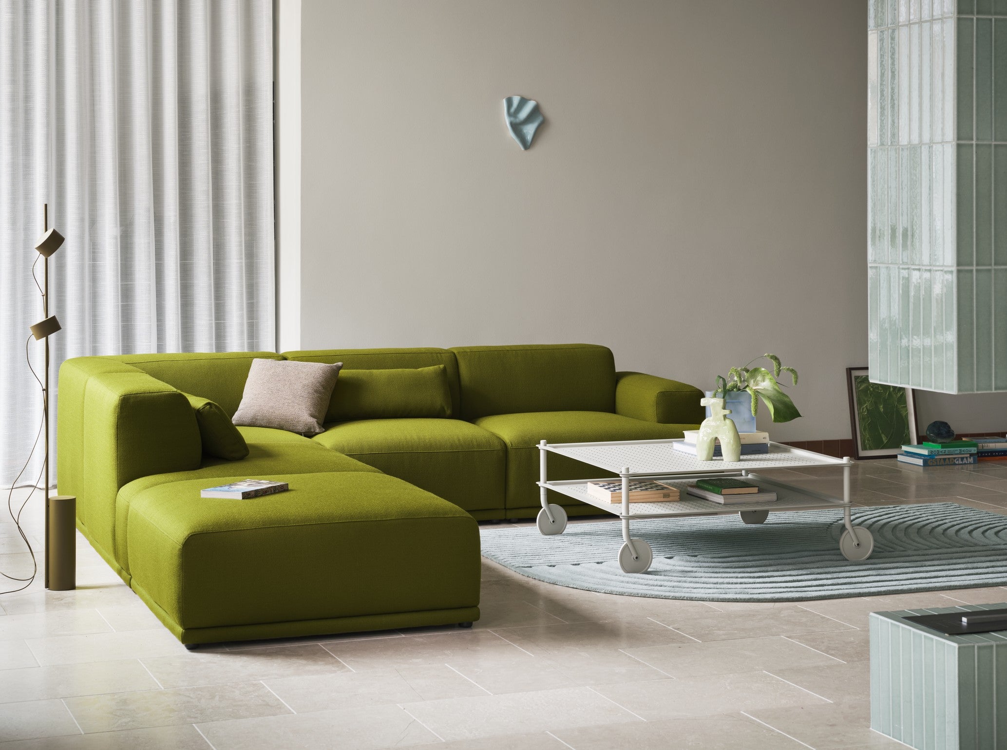 Light Gray Outdoor Coffee Table on Wheels FLOW