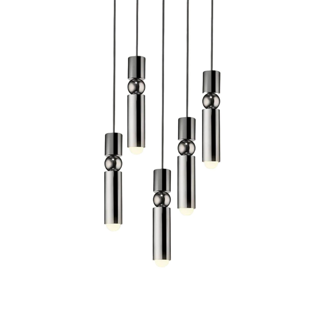 Lusterková 5-bodová závesná lampa FULCRUM v chrómovom prevedení
