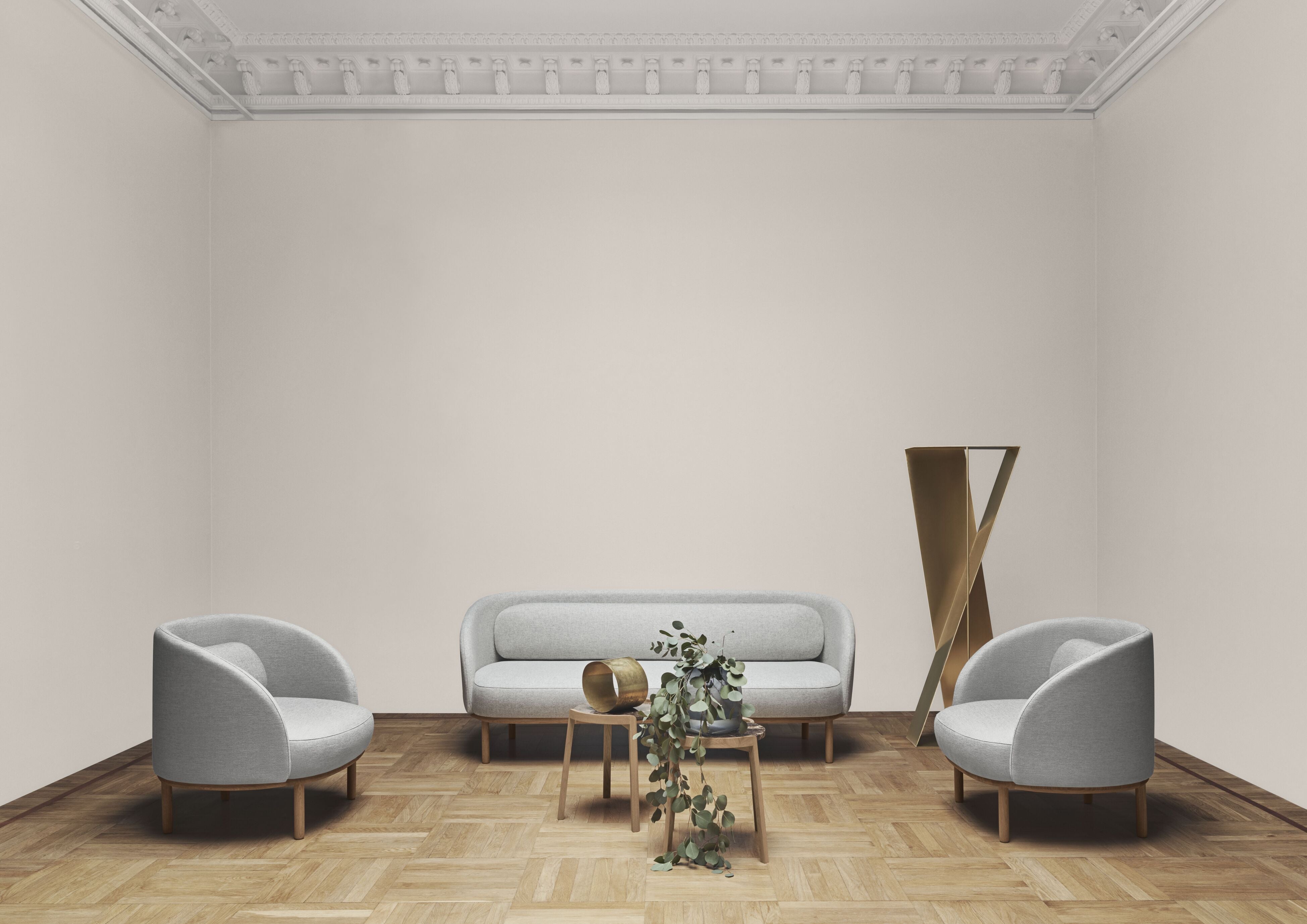 Sofa pre 2 osoby FUUGA s podstavou z dubového dreva