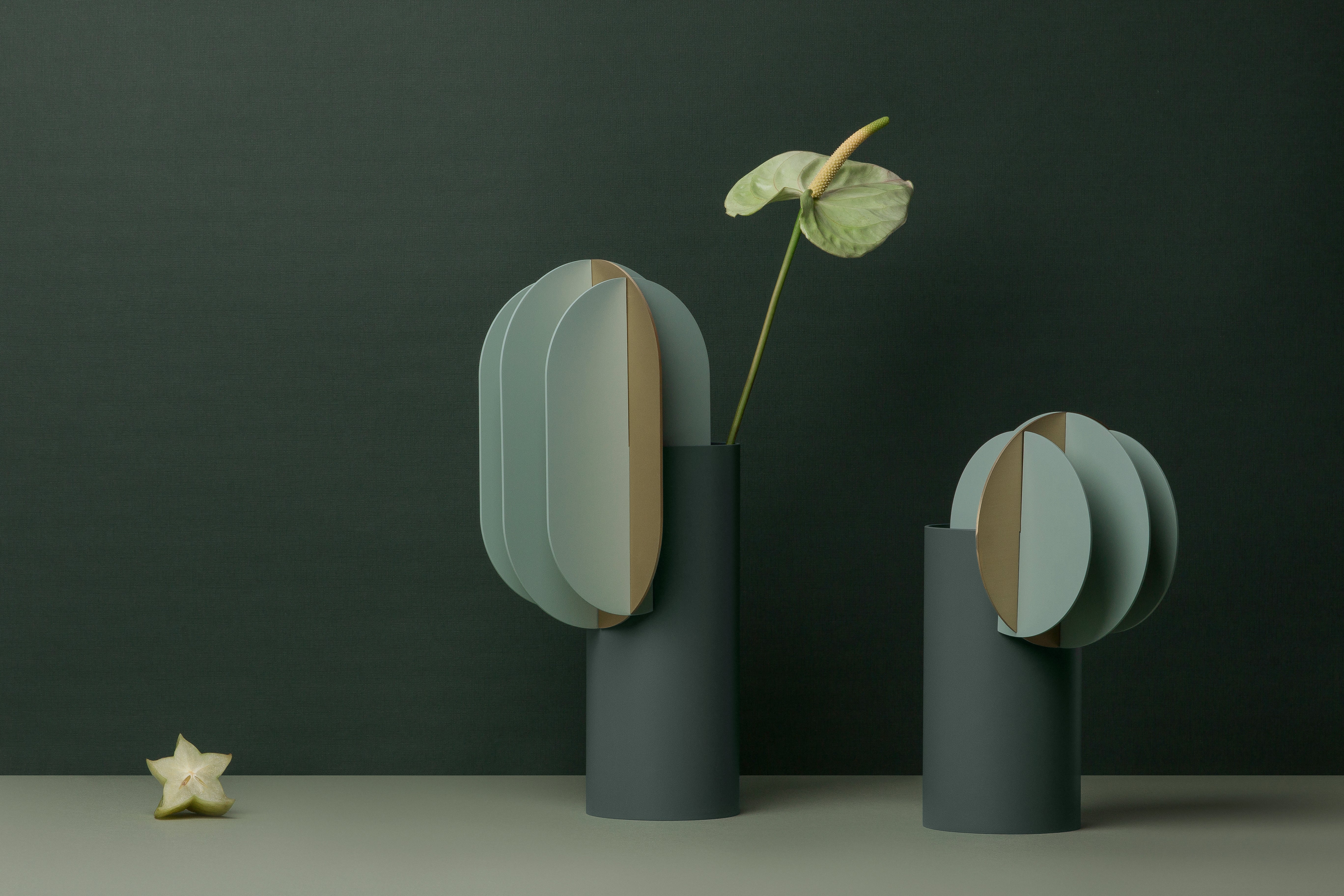 DELAUNAY Green Vase with Brass