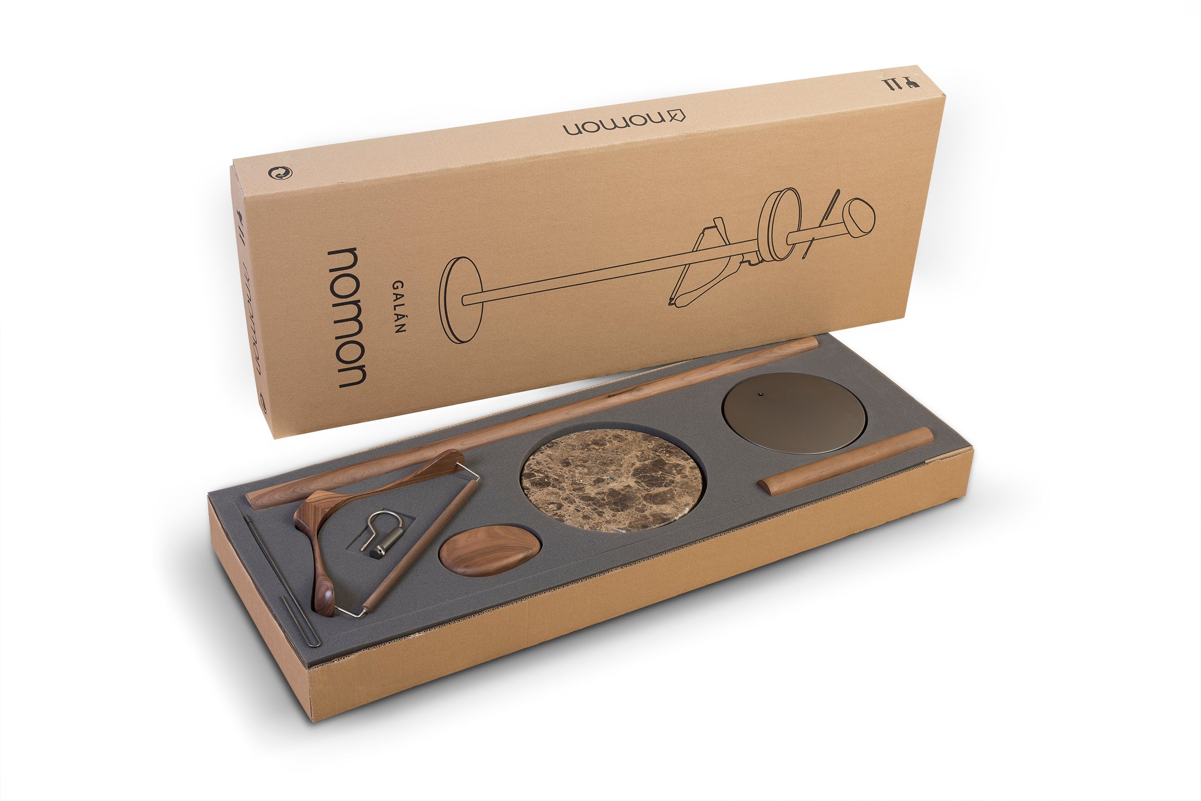 Vešiak GALAN M orechové drevo s hnedým mramorom a grafitovým povrchom