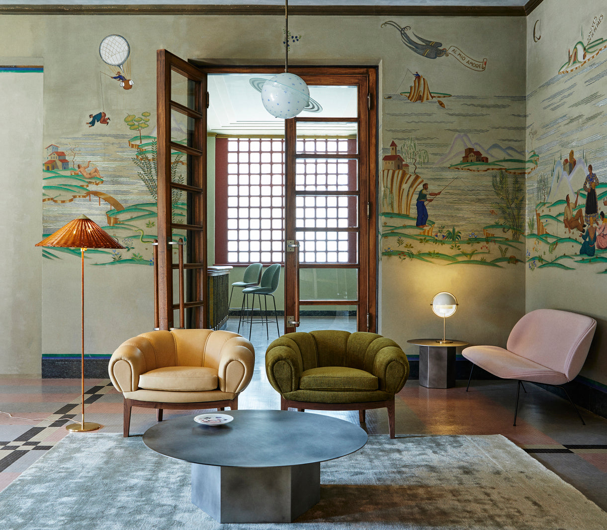 GUBI rug in rusty red with long pile