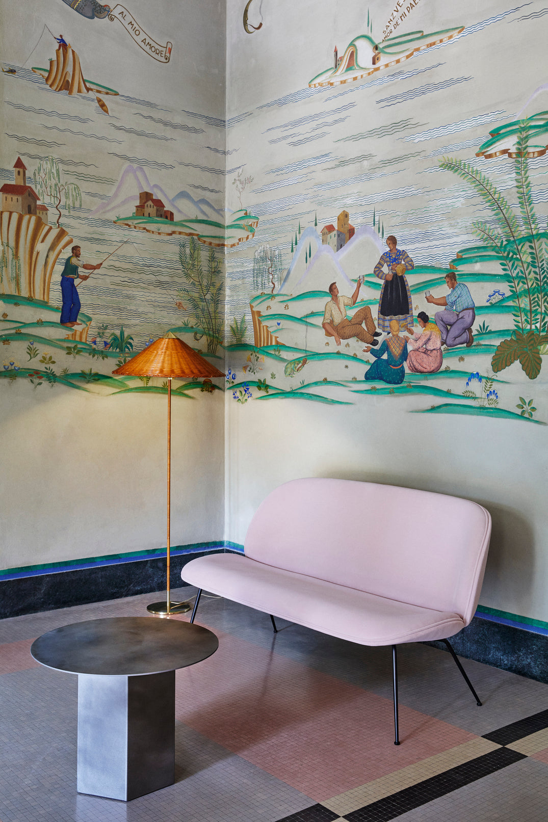 2-seater BEETLE sofa upholstered with a black base