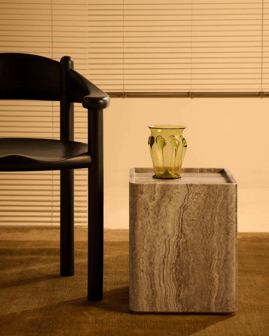 PIETRA gray travertine side table