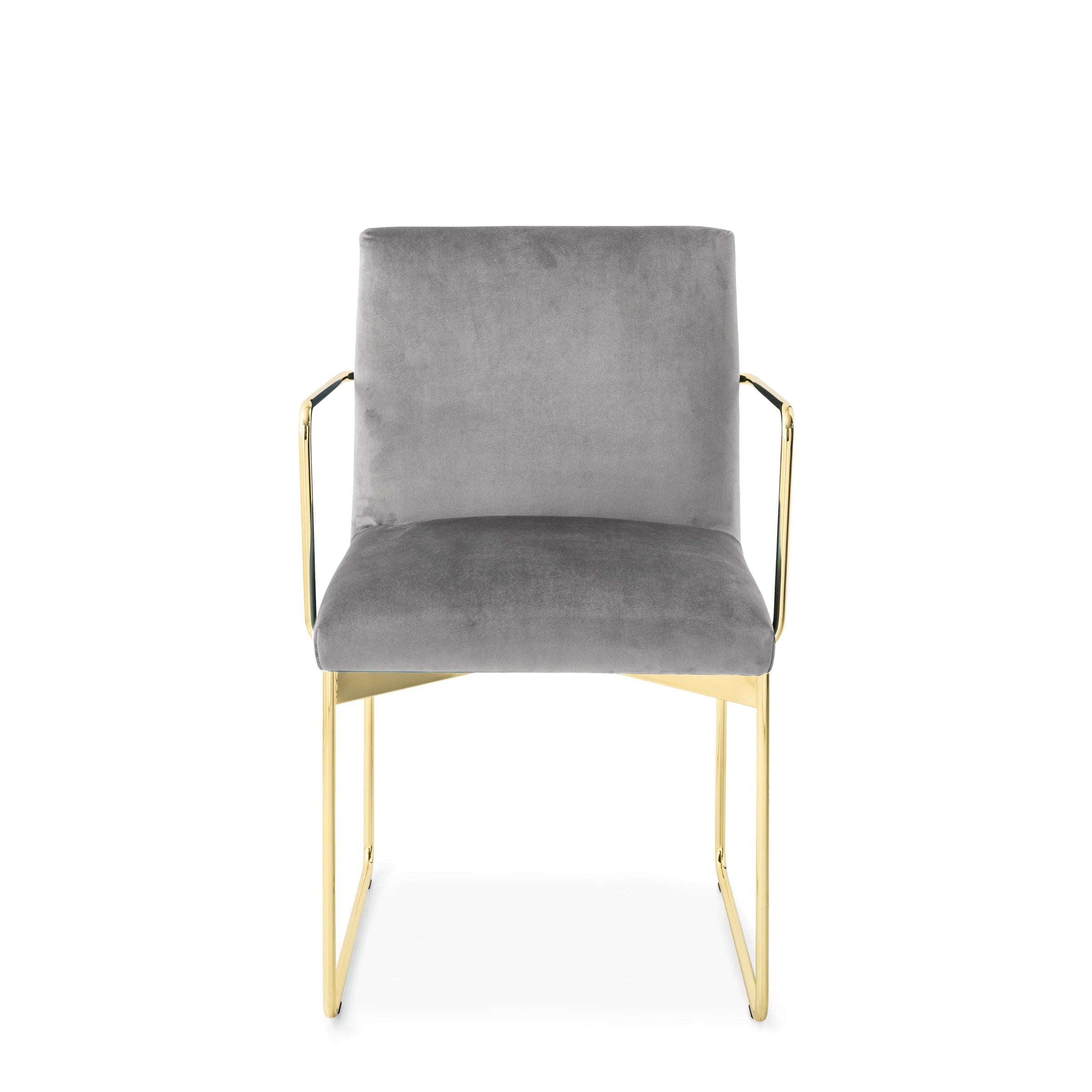 GALA Armchair with Upholstered Seat and Gold Base