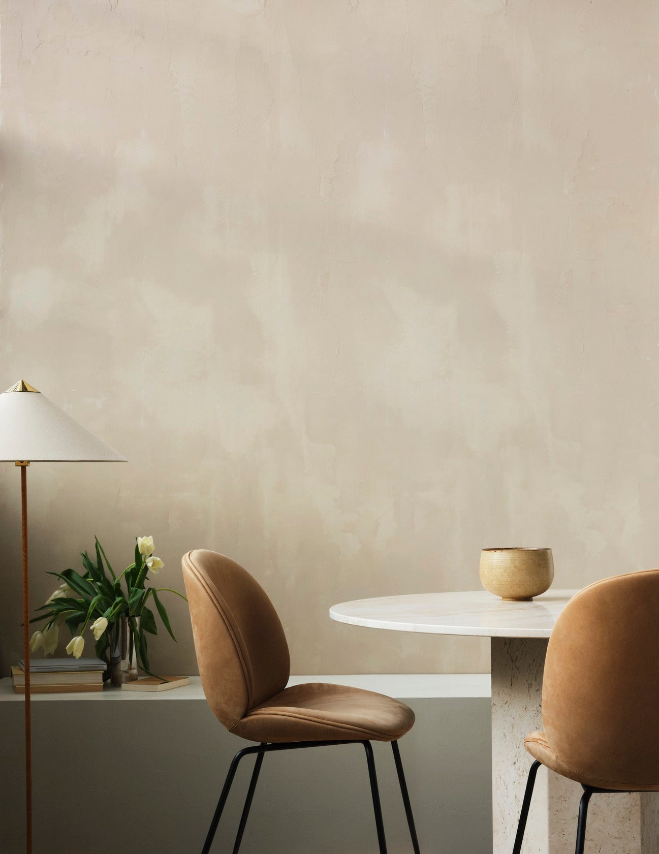 BEETLE upholstered chair with brass base