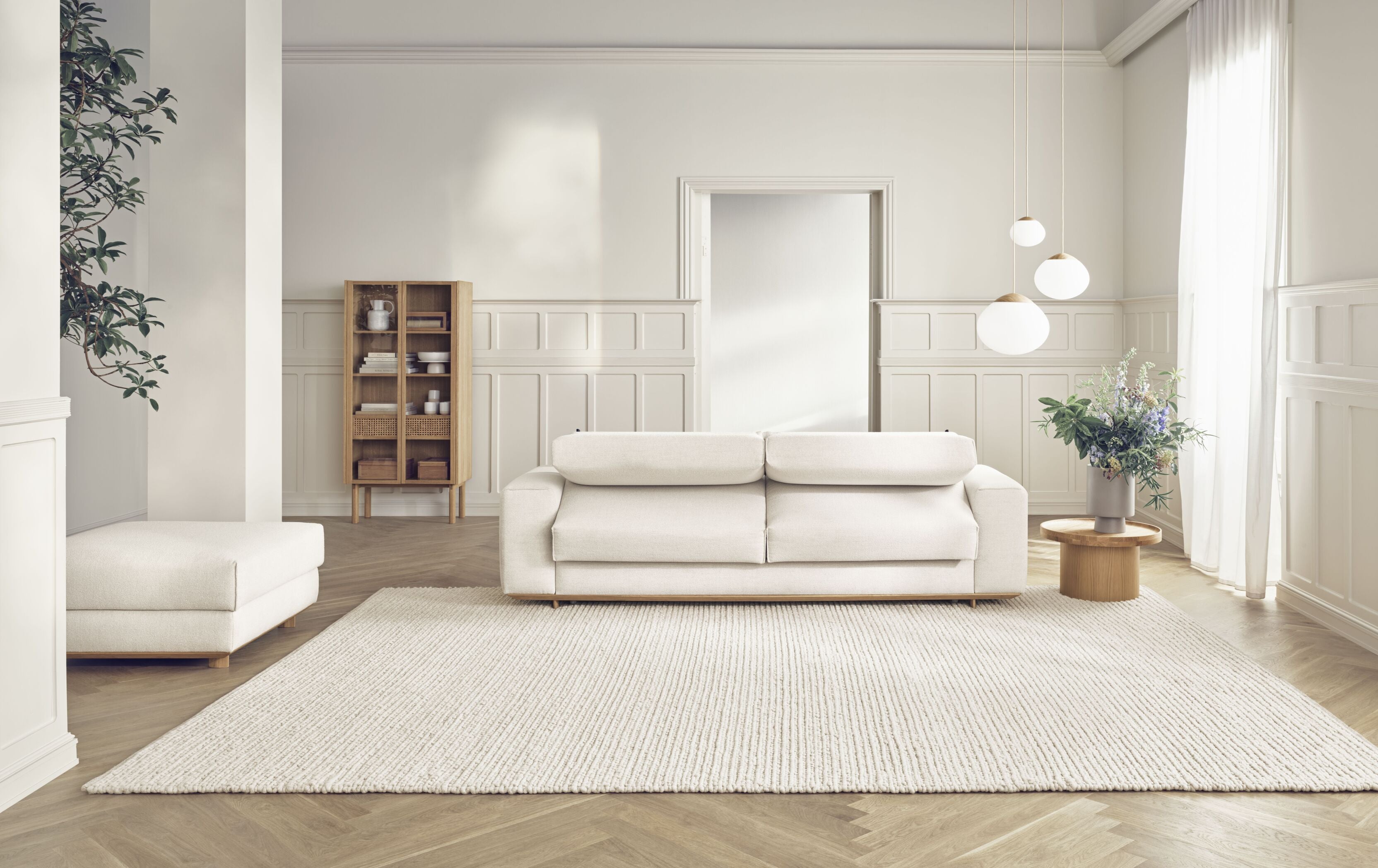 Sofa rozkładana 2,5-osobowa GEST podstawa z drewna dębowego