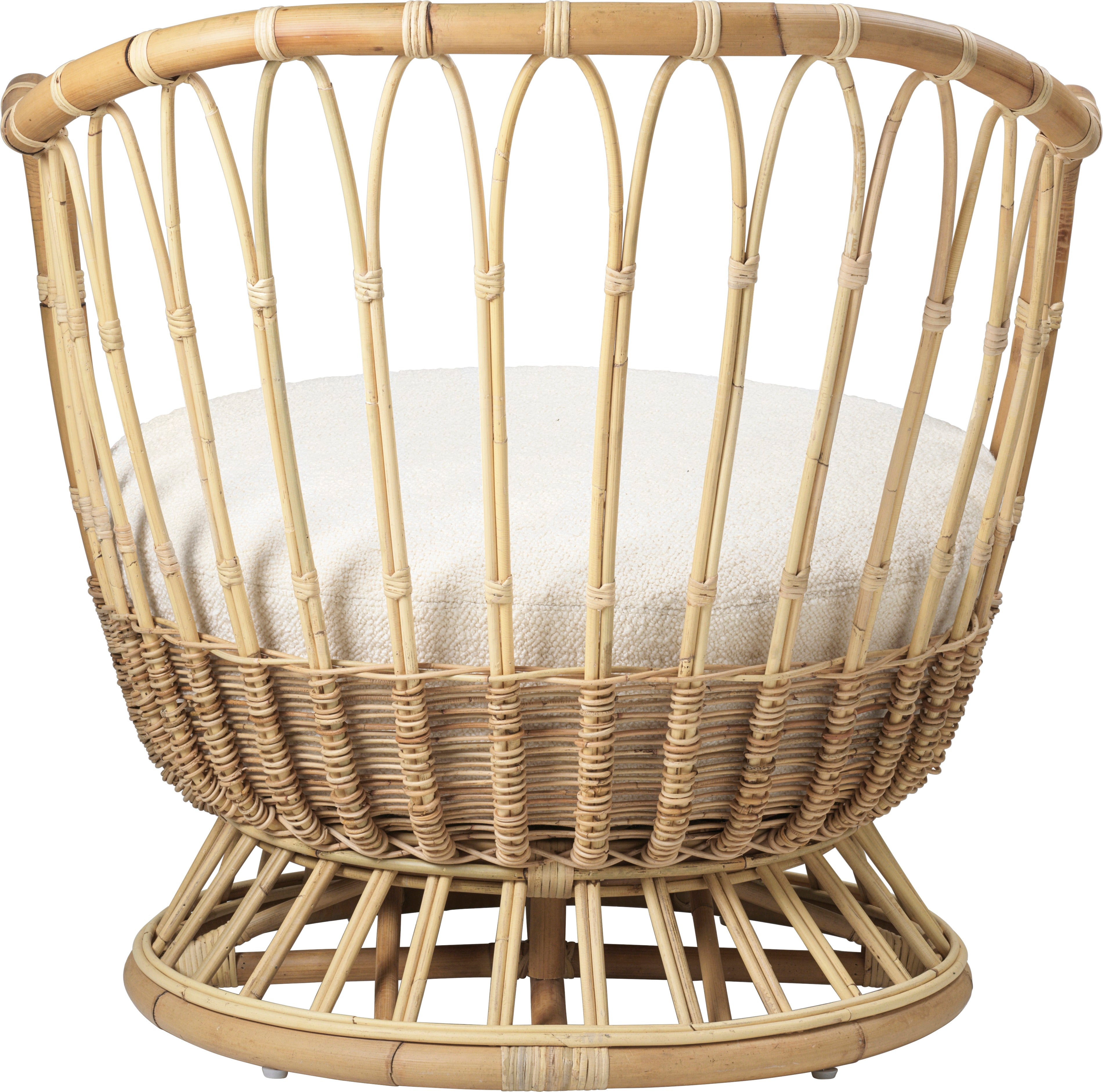 Fotel GRACE čalúnený s ratanovým podstavcom