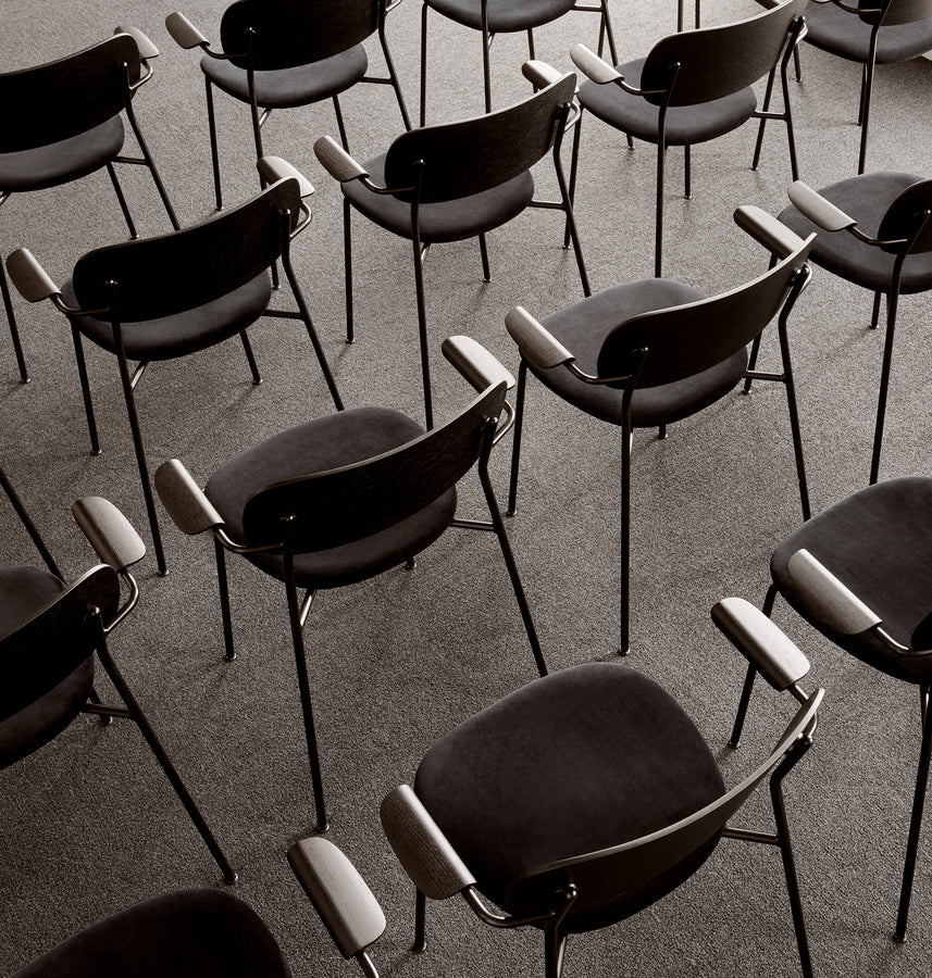 Krzesło z podłokietnikami CO fornir dębowy z chromowaną podstawą