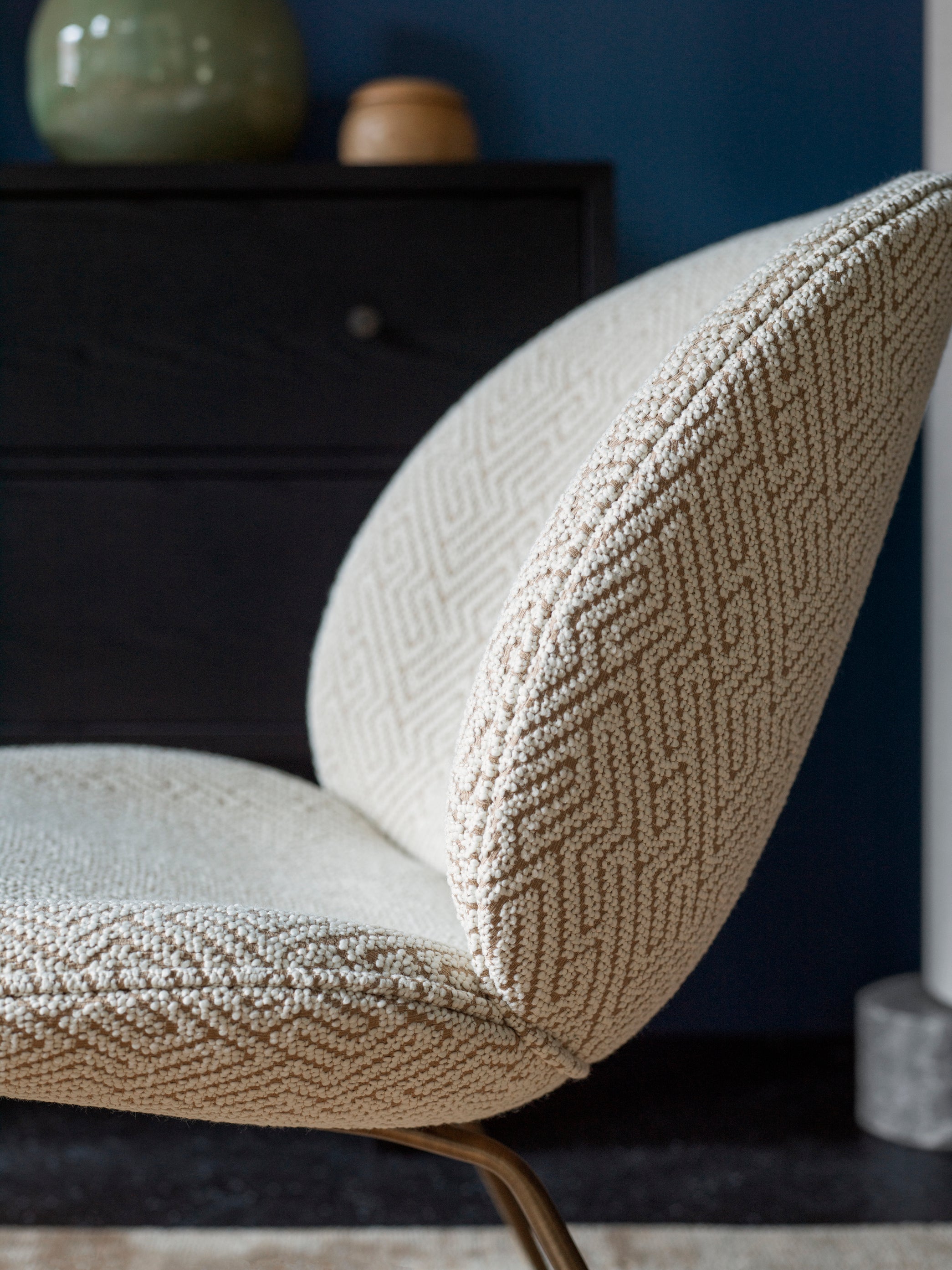 BEETLE upholstered armchair with black base