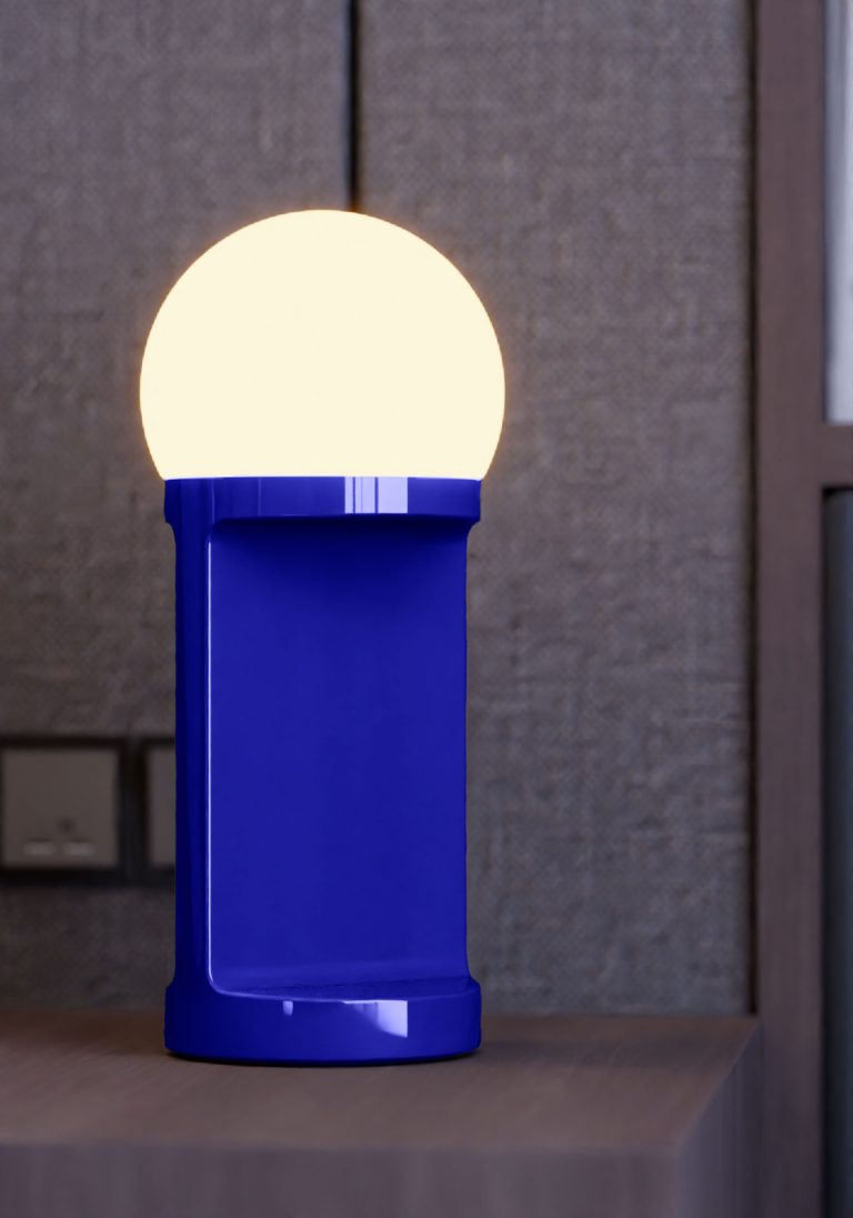 Keramická stolná lampa HABEA kobaltová