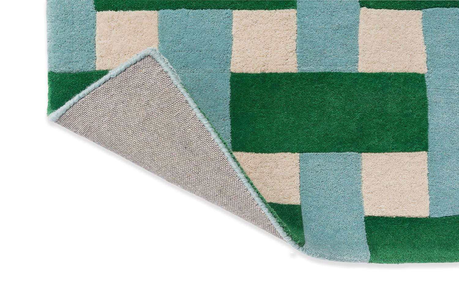 Basketweave rug Emerald Aquamarine green-blue