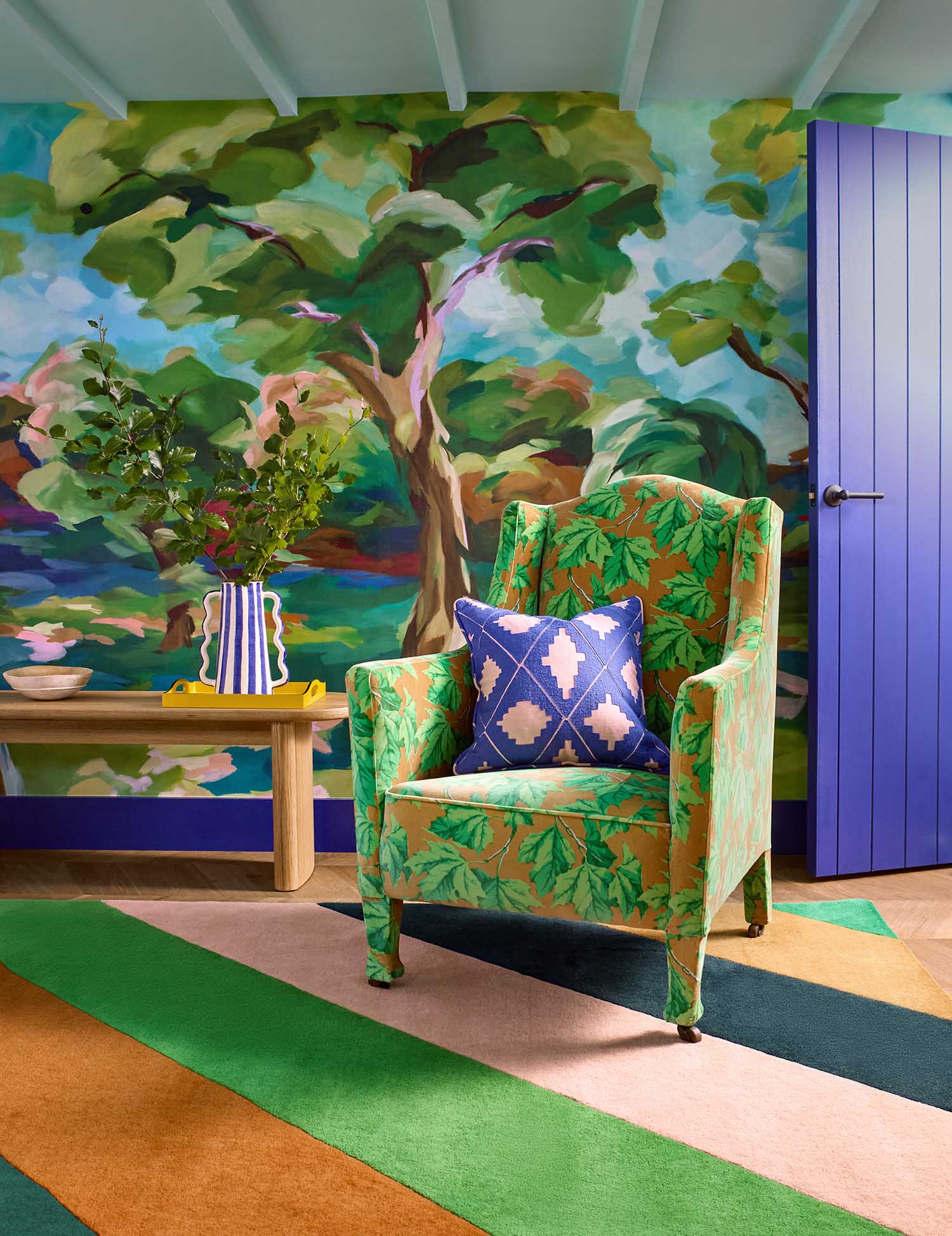 Sherbet Stripe Emerald Amber Carpet Multicolored