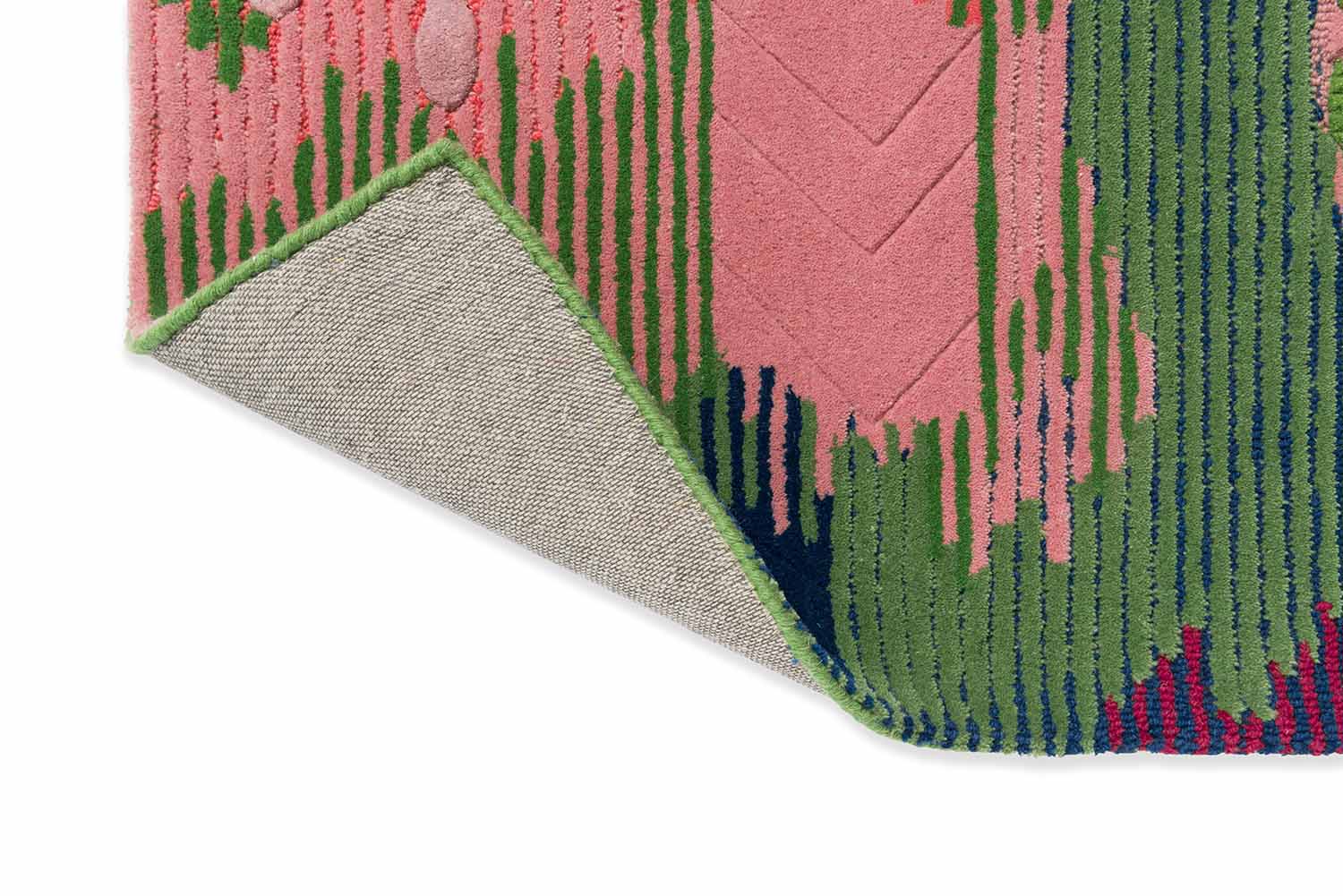 Wilderness peridot emerald rug green and pink