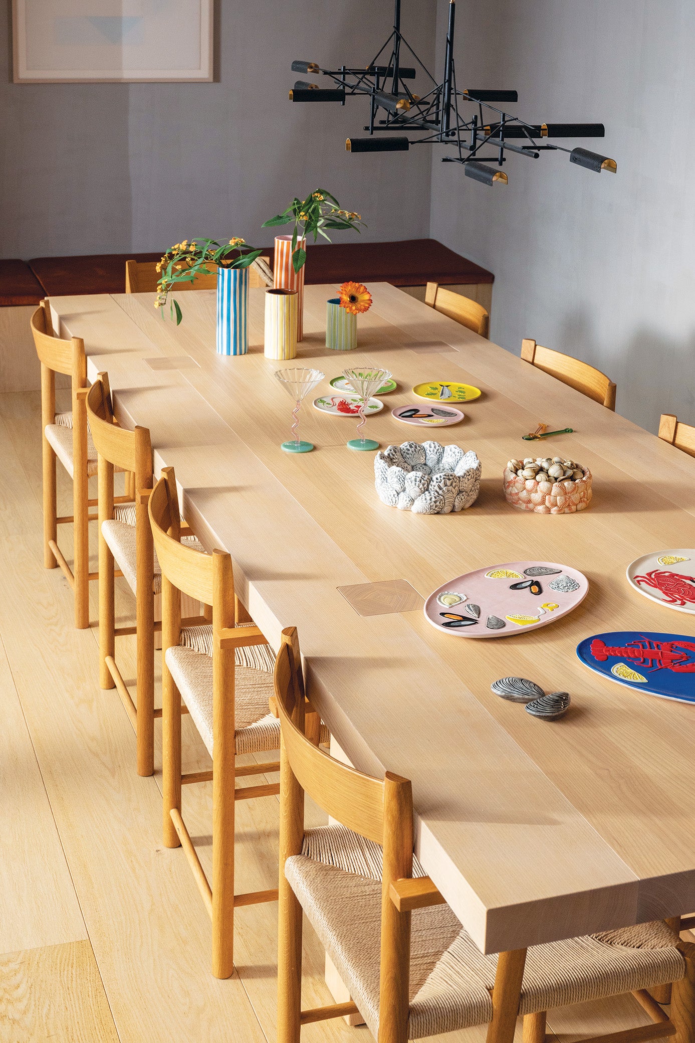 Váza RAY oranžová s bielou a ružovou