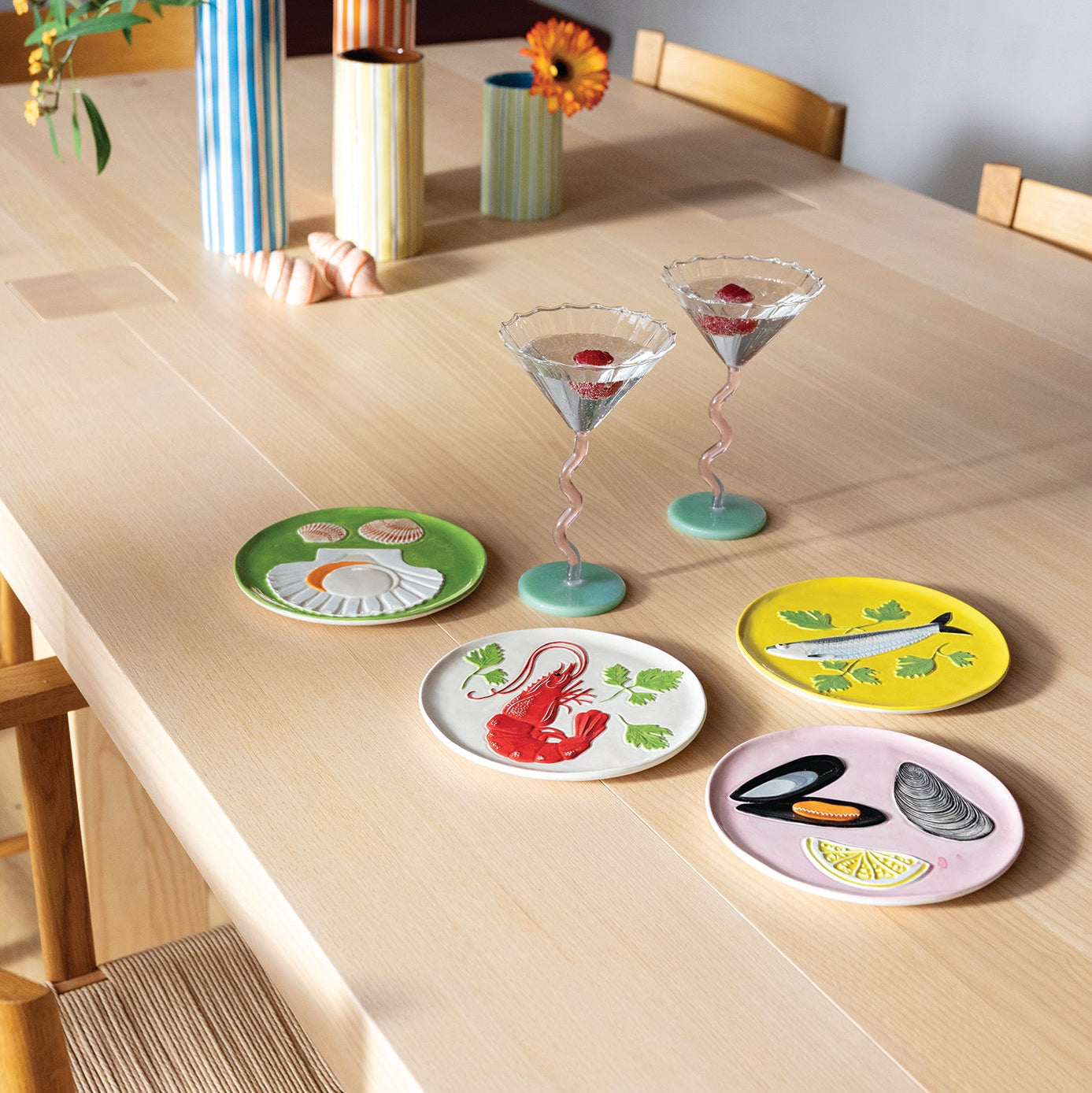 DE LA MER Colorful Dessert Plate Set