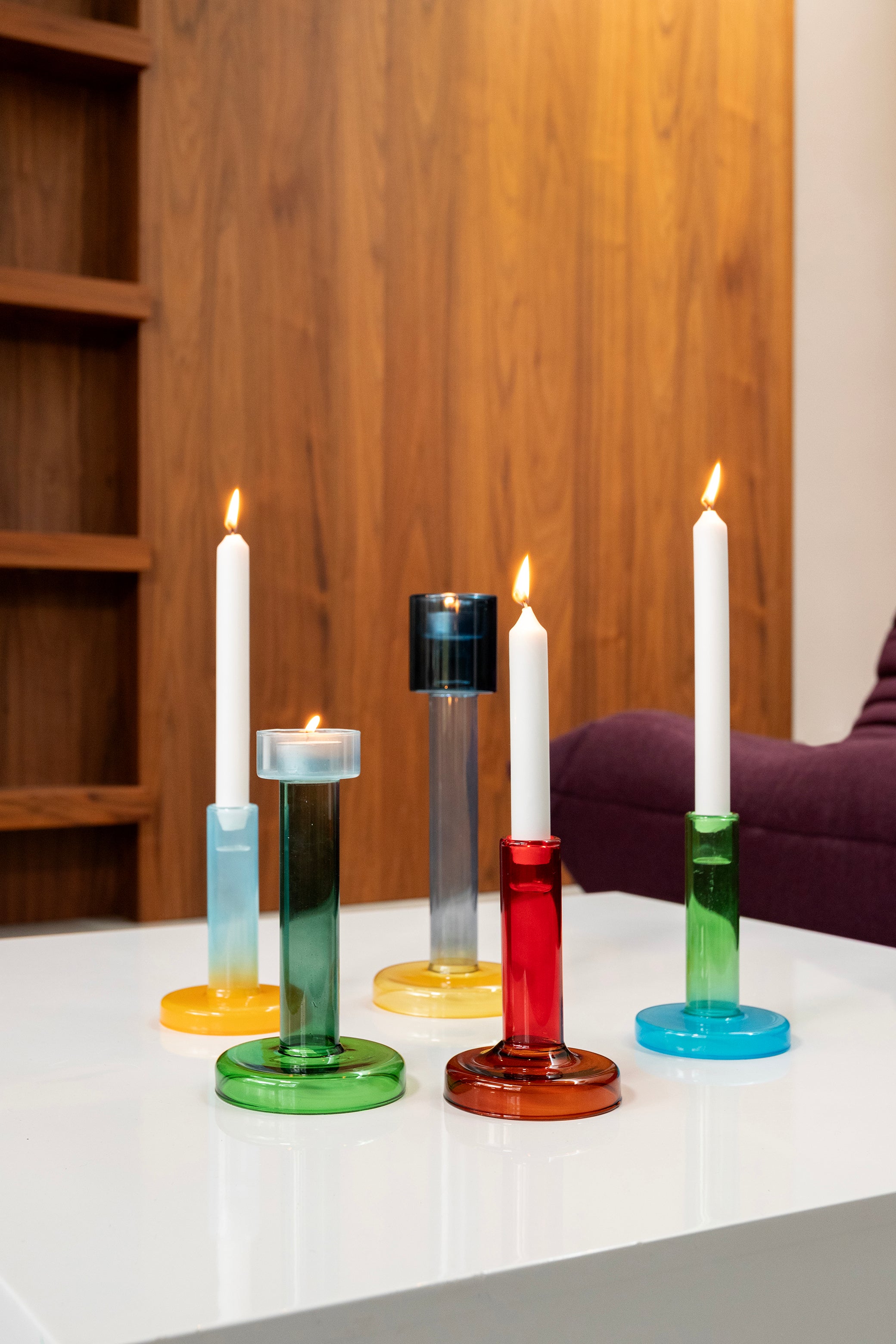 Sviečnik na tealight BOLE zelený s modrým