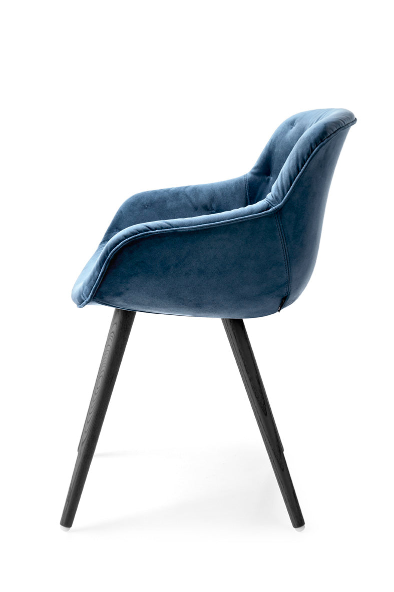 IGLOO Armchair with Upholstered Seat and Black Wooden Base