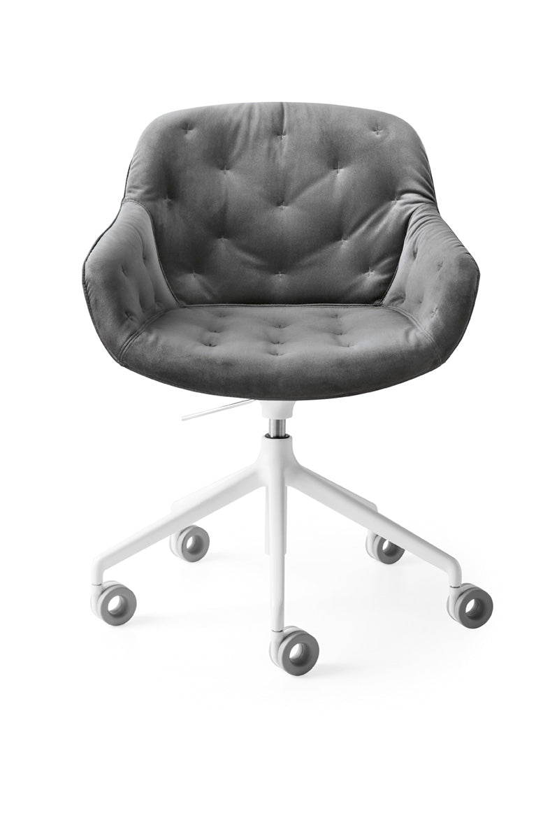 IGLOO upholstered quilted office chair with a white base