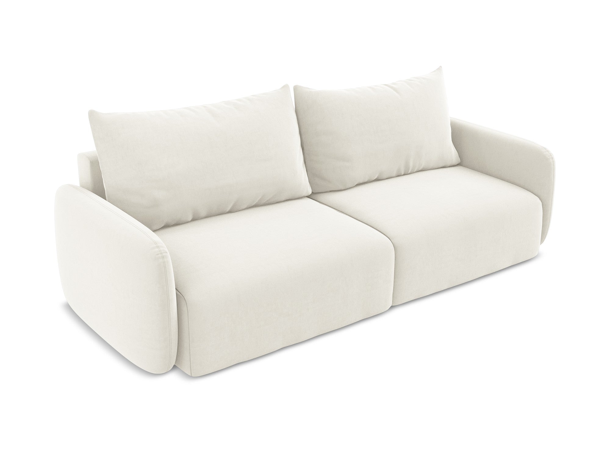 Velvet 3-Seater Sofa with Sleeping Function KALENA Light Beige