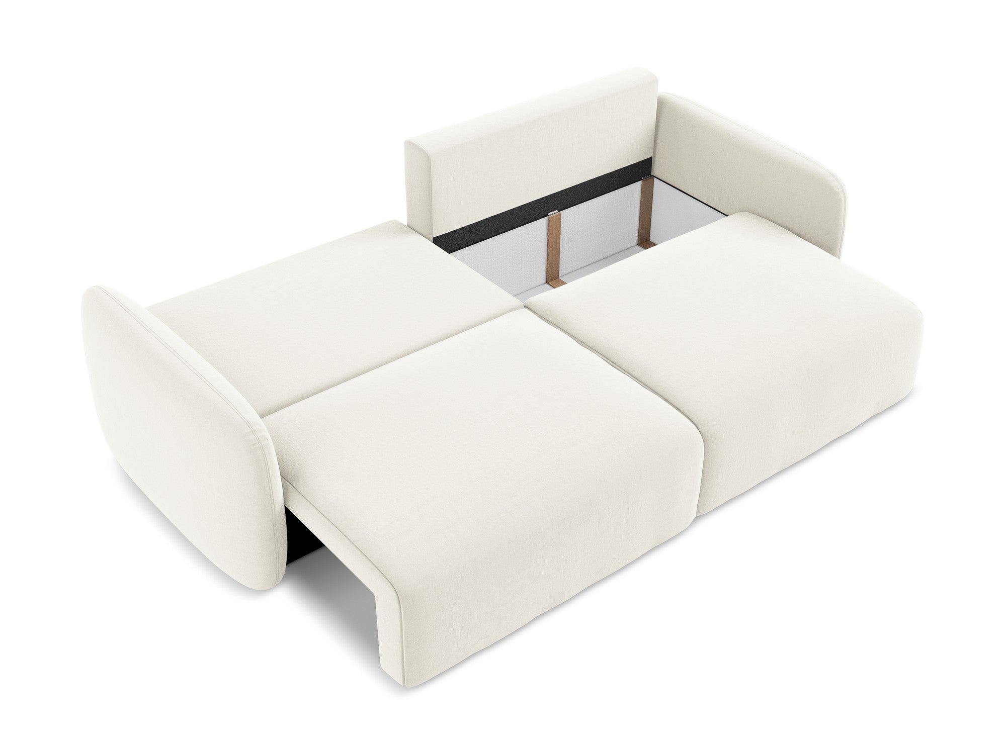 Velvet 3-Seater Sofa with Sleeping Function KALENA Light Beige