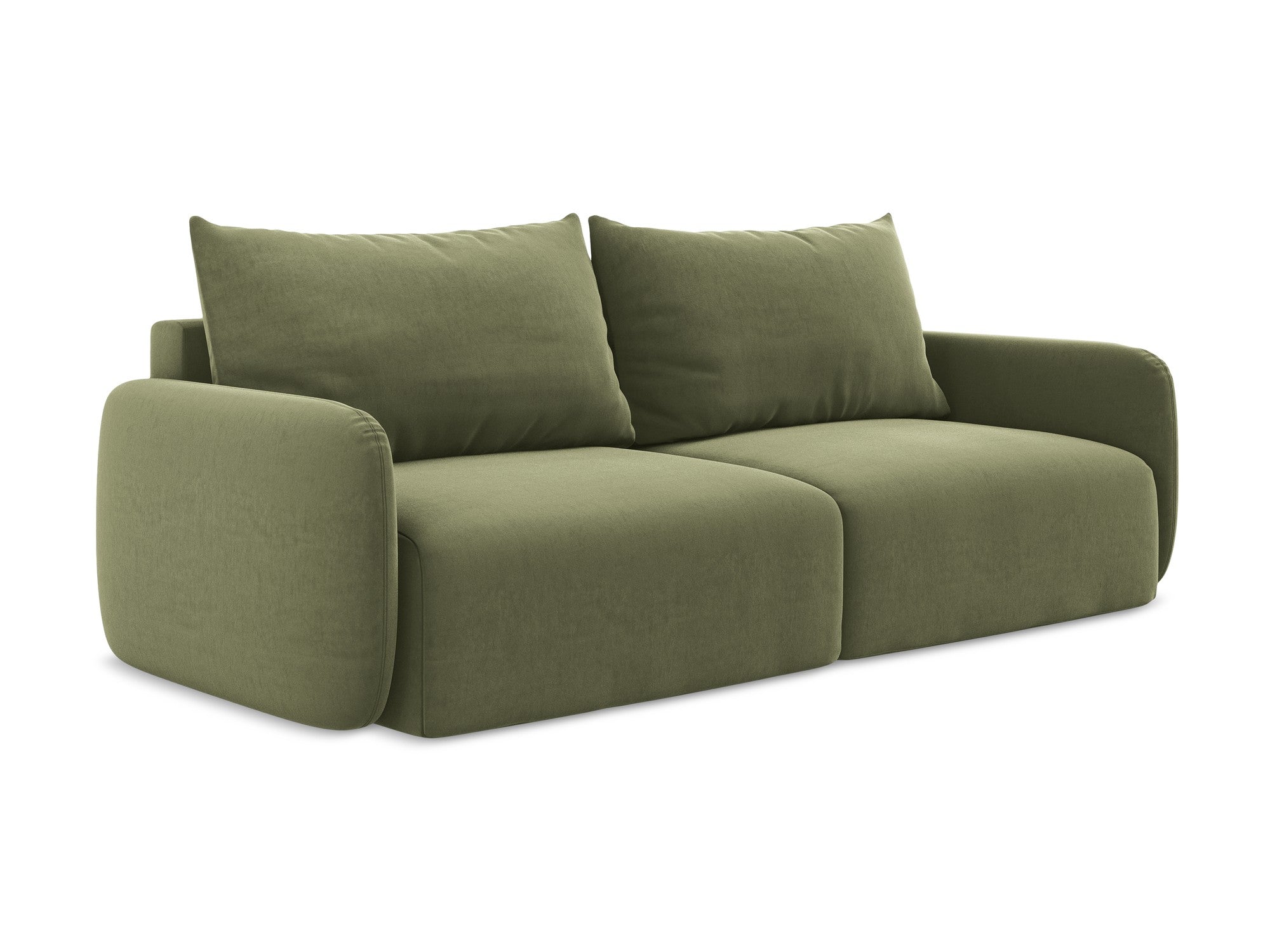 Olive Green Velvet 3-Seater Sofa with Sleeping Function KALENA