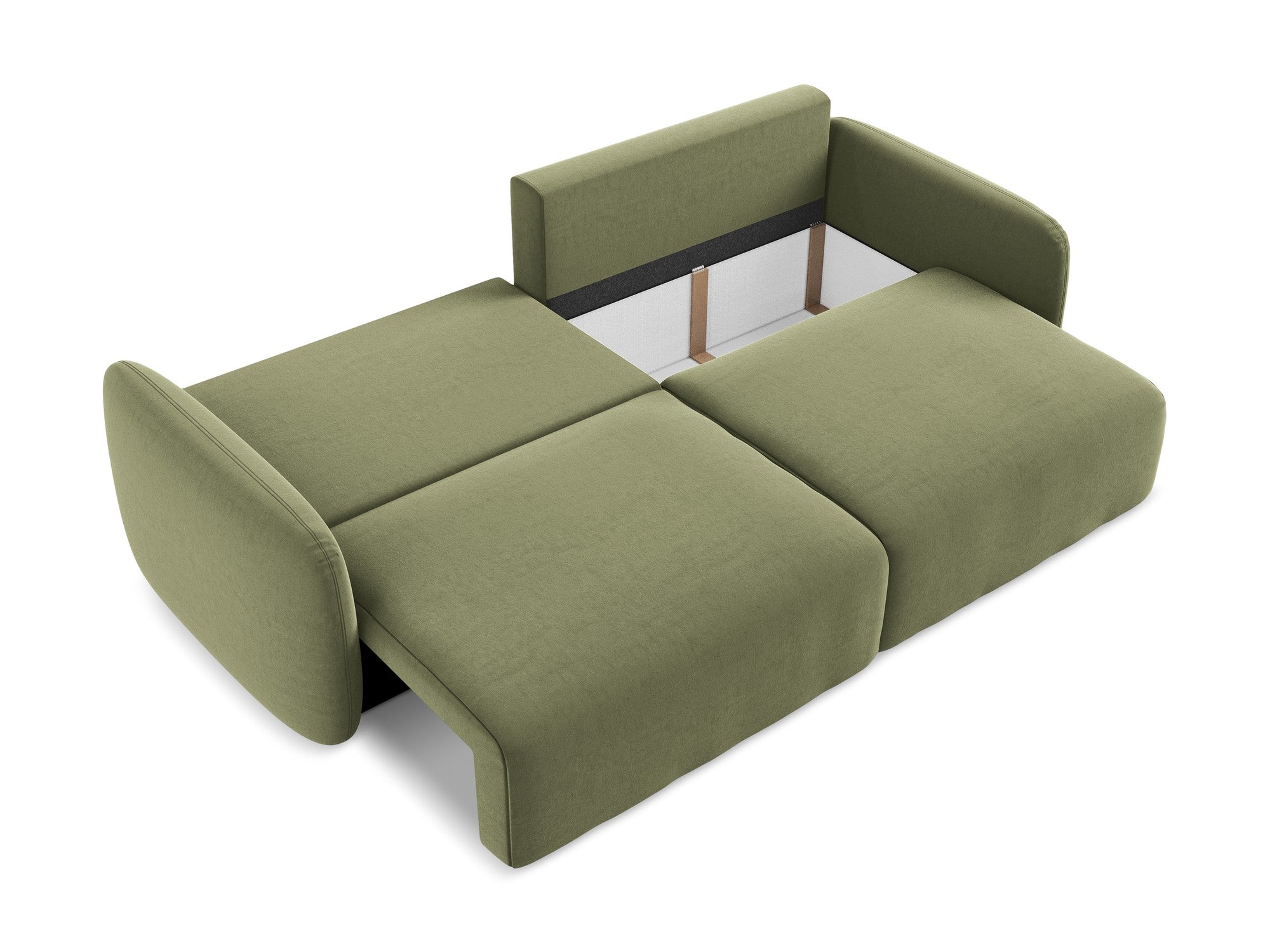 Olive Green Velvet 3-Seater Sofa with Sleeping Function KALENA