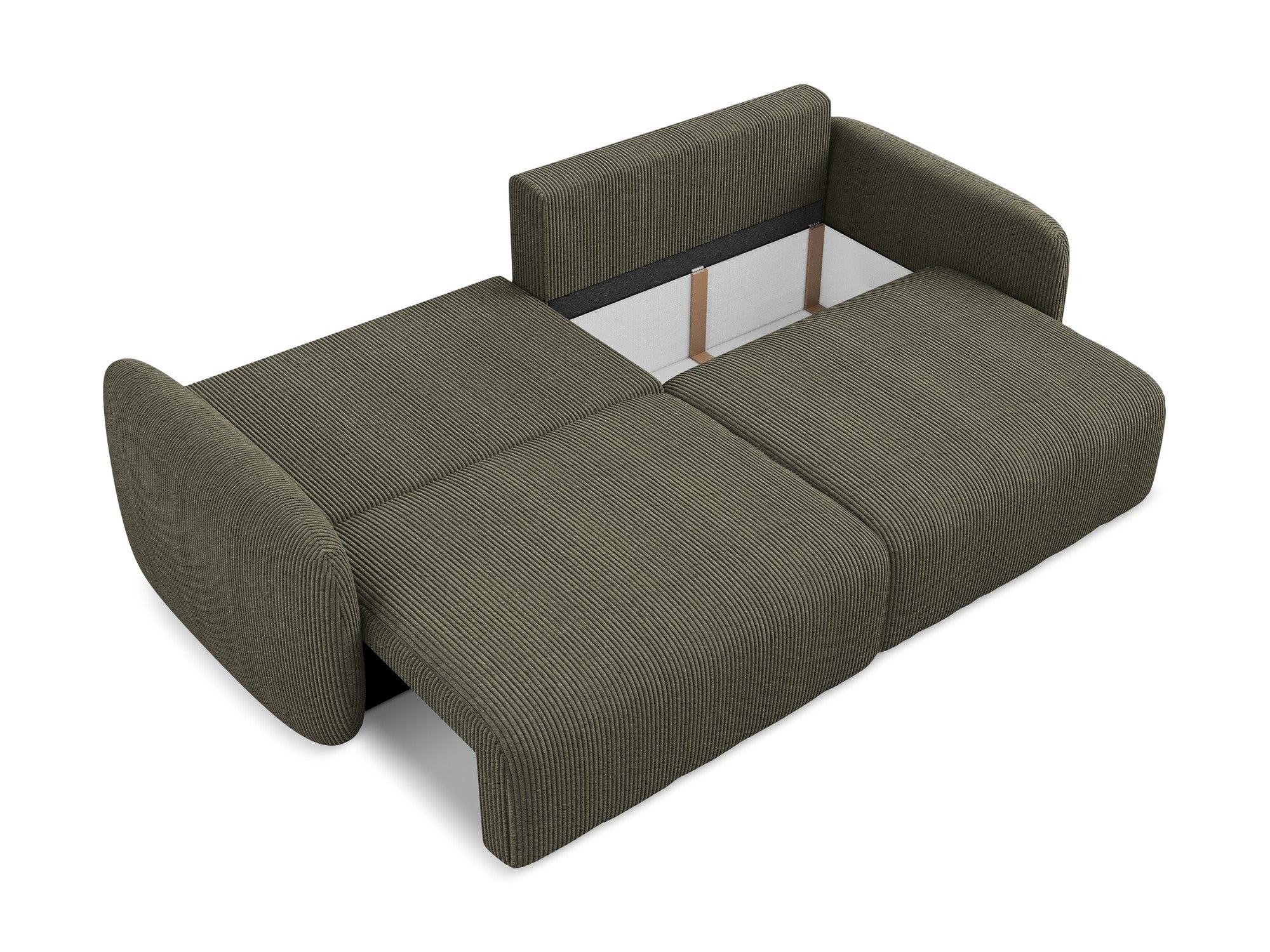 3-Seater Sofa with Sleeping Function KALENA Olive Corduroy