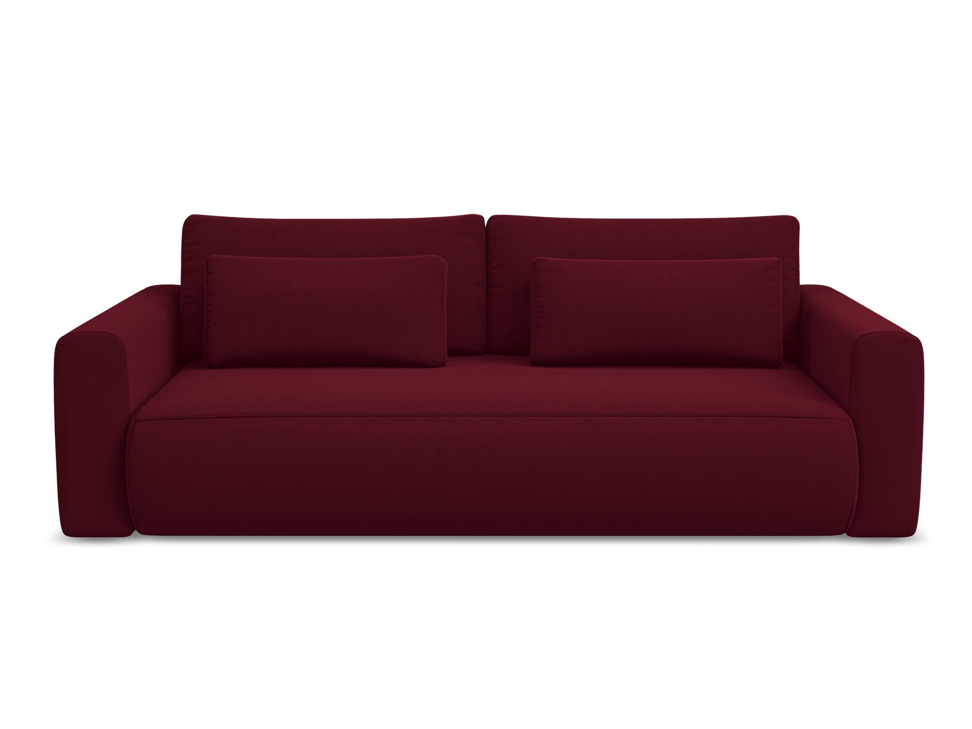 Burgundy 3-Seater Velvet Sofa with Sleeping Function KAPUA