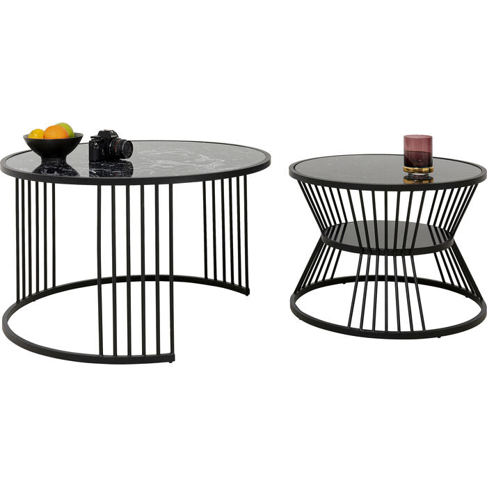 A set of roma marble coffee tables with black