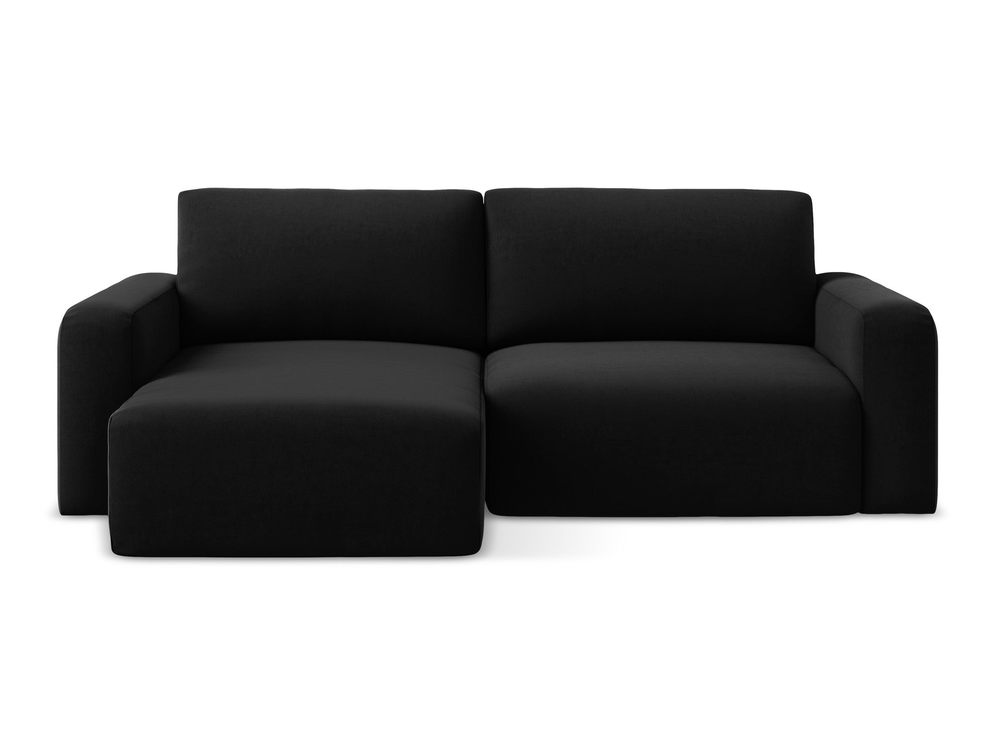 Left-sided velvet corner sofa bed KONA black