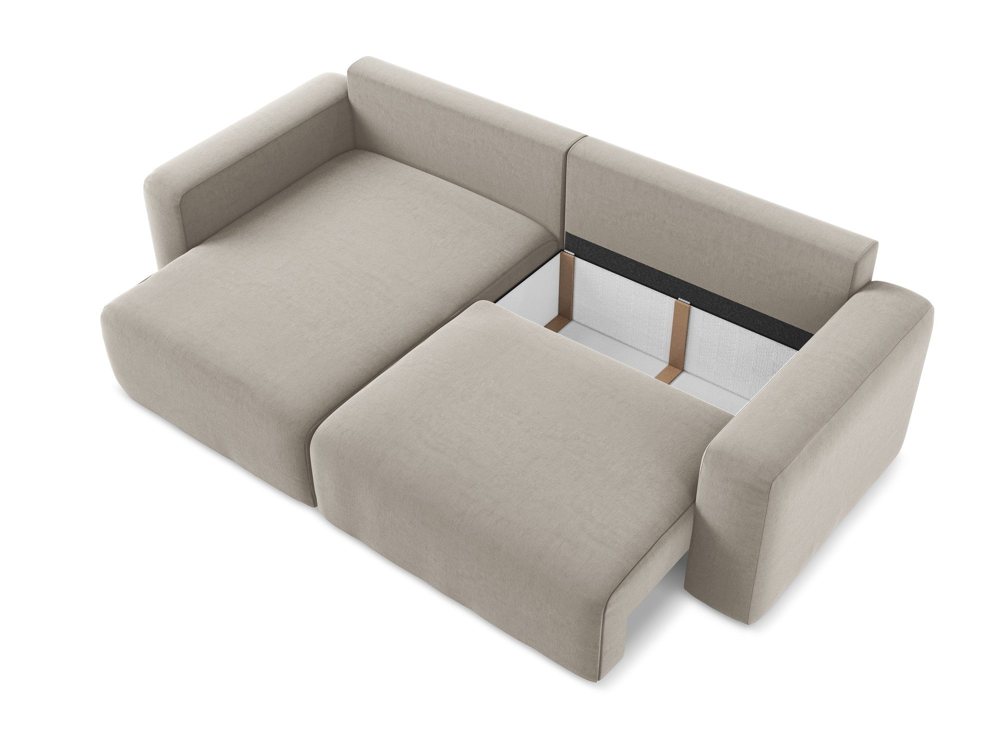 Left-facing velvet corner sofa bed KONA taupe