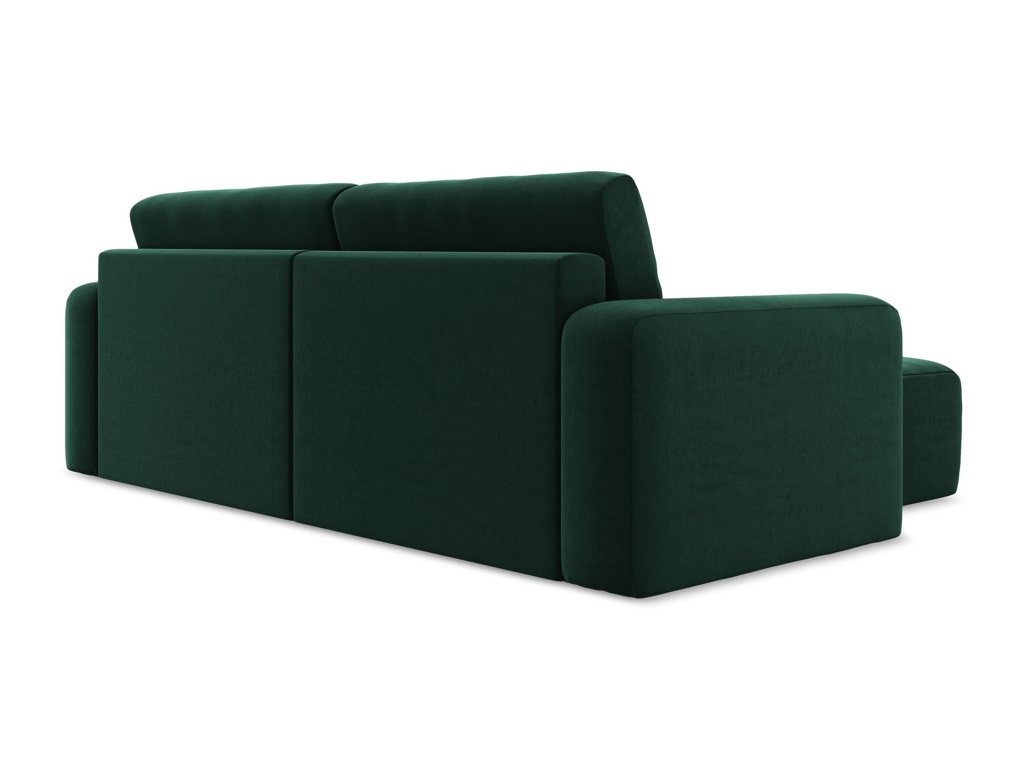 Left-facing velvet corner sofa with sleeping function KONA in bottle green