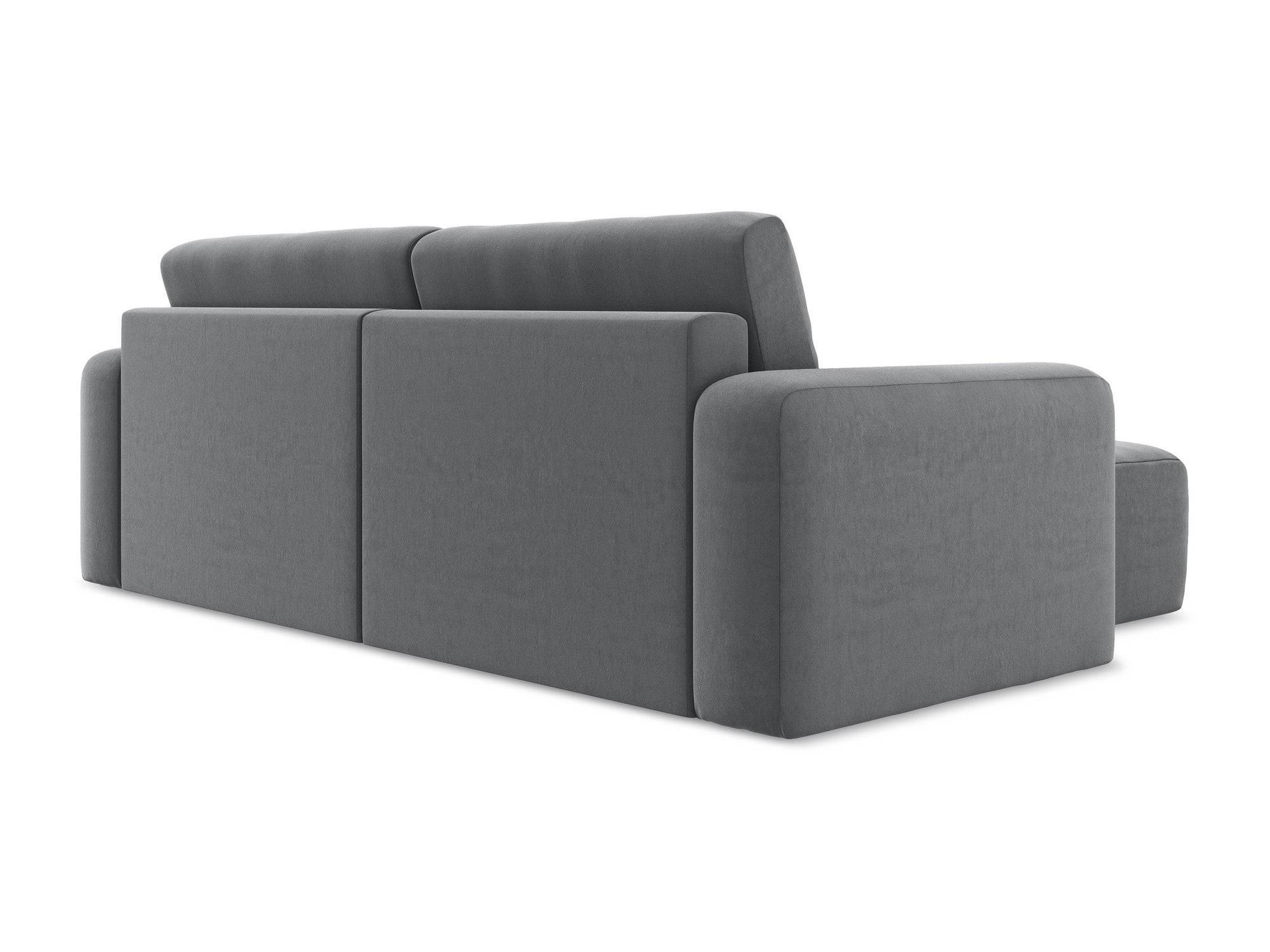 Left-facing velvet corner sofa bed KONA in steel gray