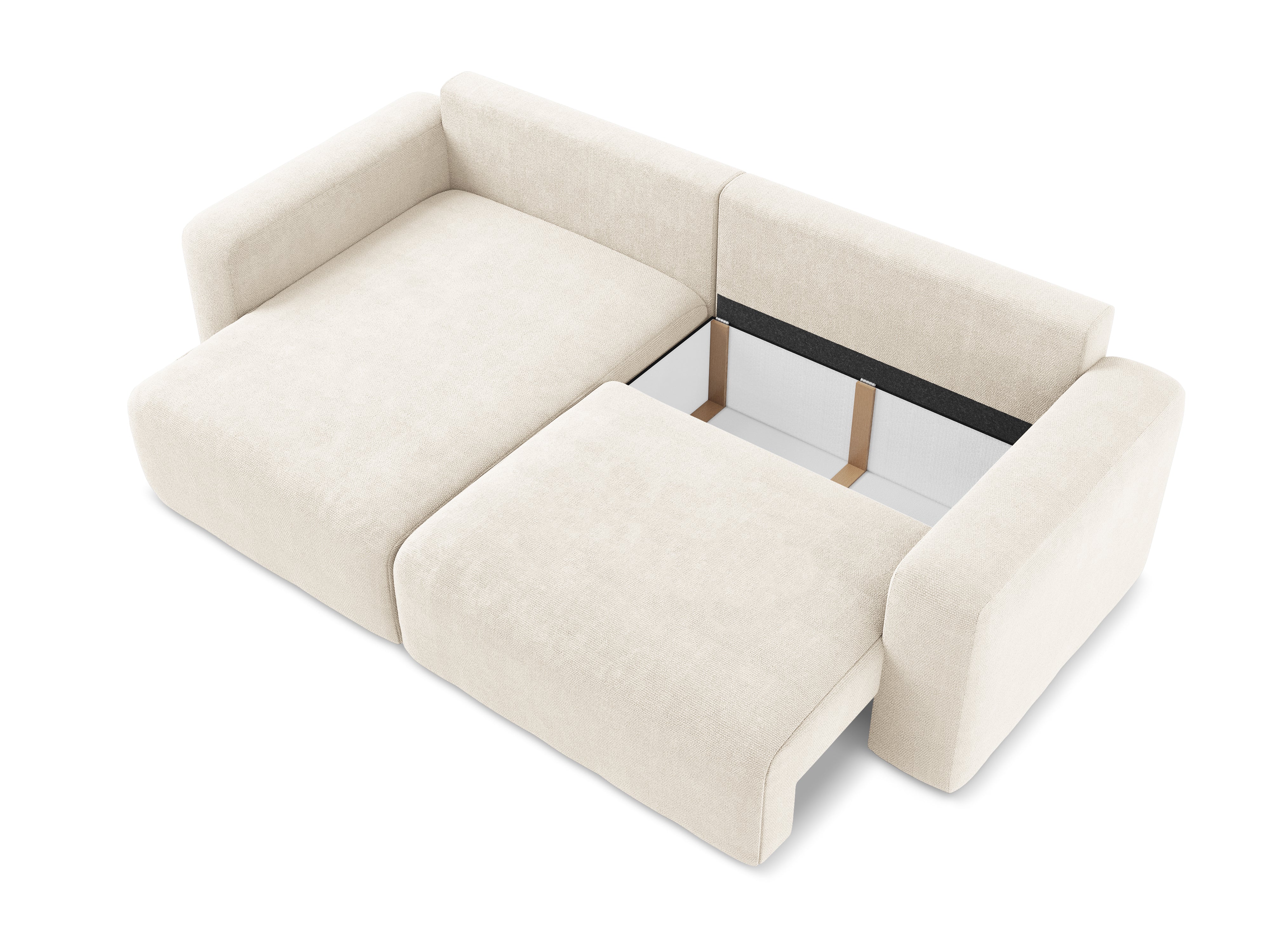 Left-sided corner sofa bed KONA light beige chenille